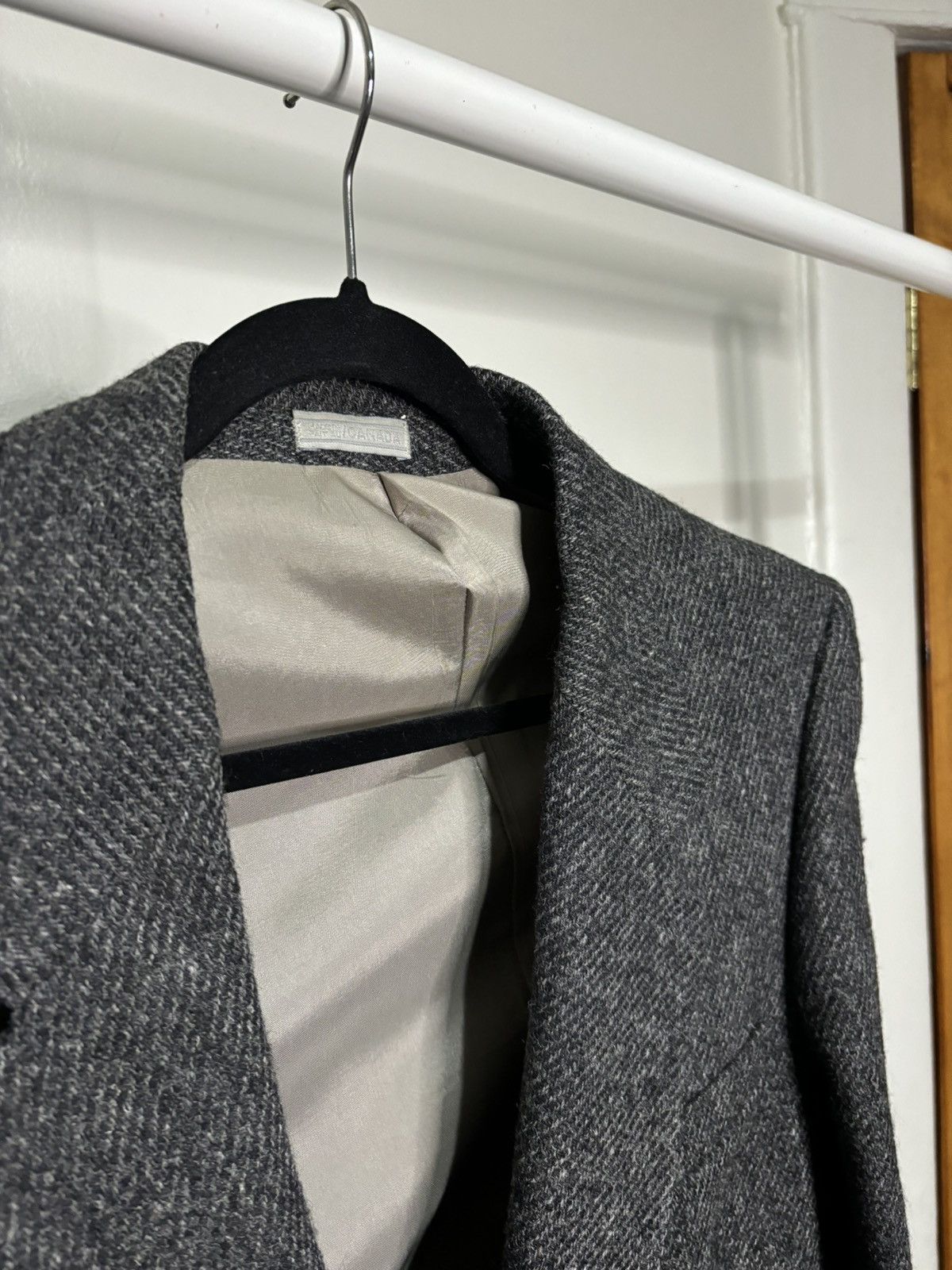 Harris Tweed × Vintage Vintage 1990s Harris Tweed Grey Wool Suit Blazer Size 44R - 3 Thumbnail