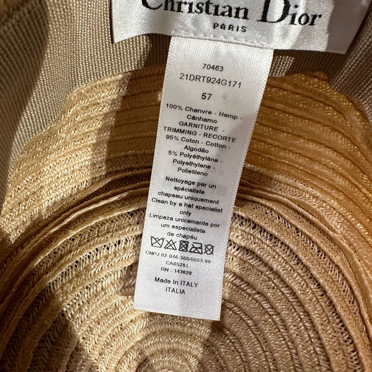Christian Dior Monsieur Christian Dior may671 Logo Lettered Woven Straw Hat 57 Size ONE SIZE - 6 Thumbnail