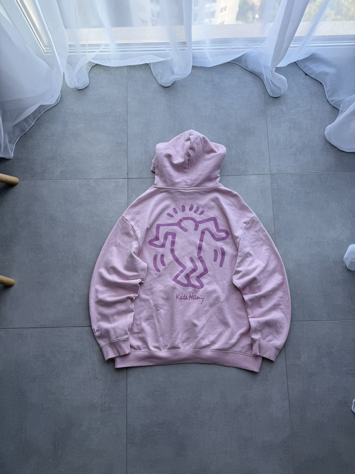 Vintage Keith Haring x HM baggy big logo hoodie hype y2k