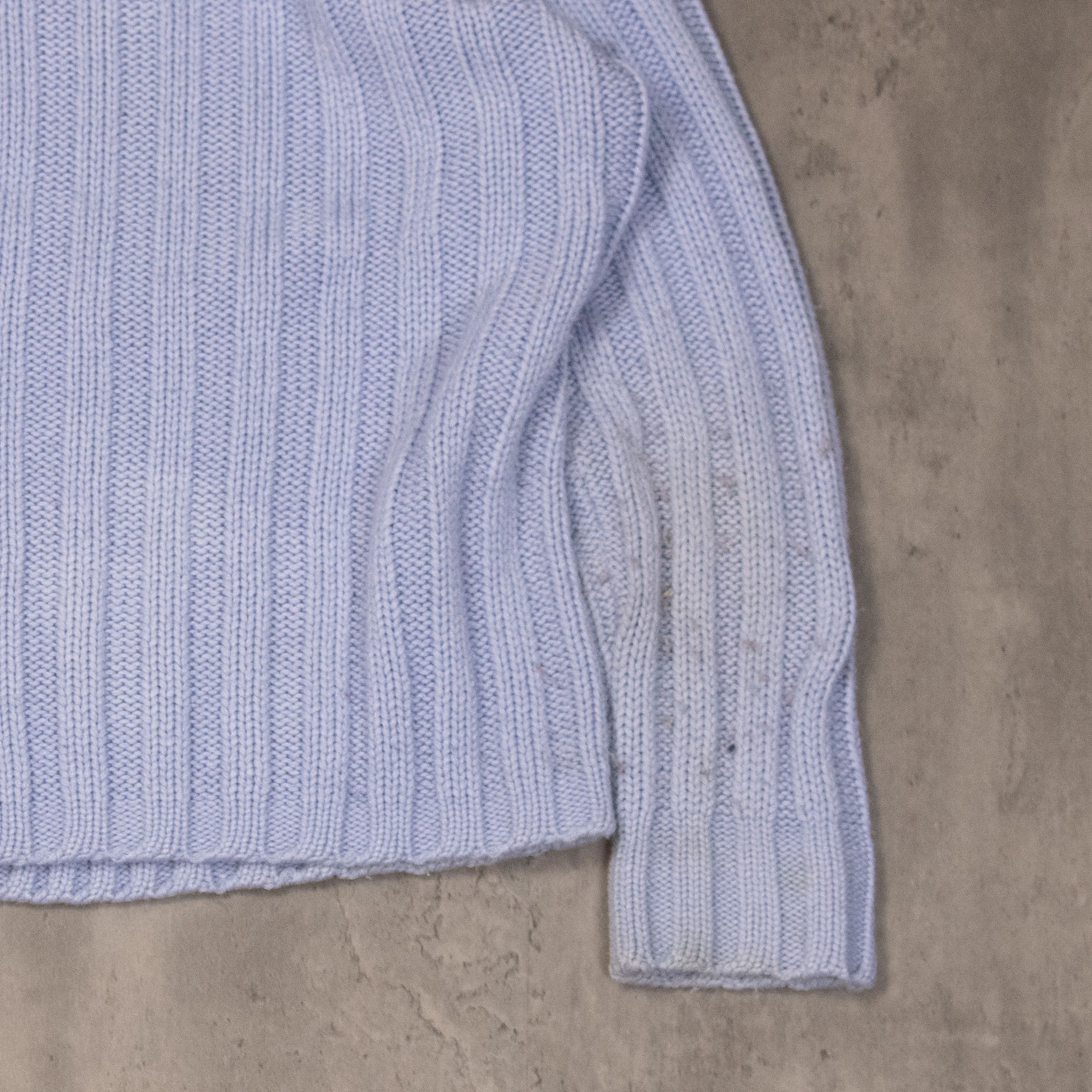 Vintage Vintage 1990's Cable Baby Blue Knitted Crew Neck Sweater Size US M / EU 48-50 / 2 - 9 Thumbnail