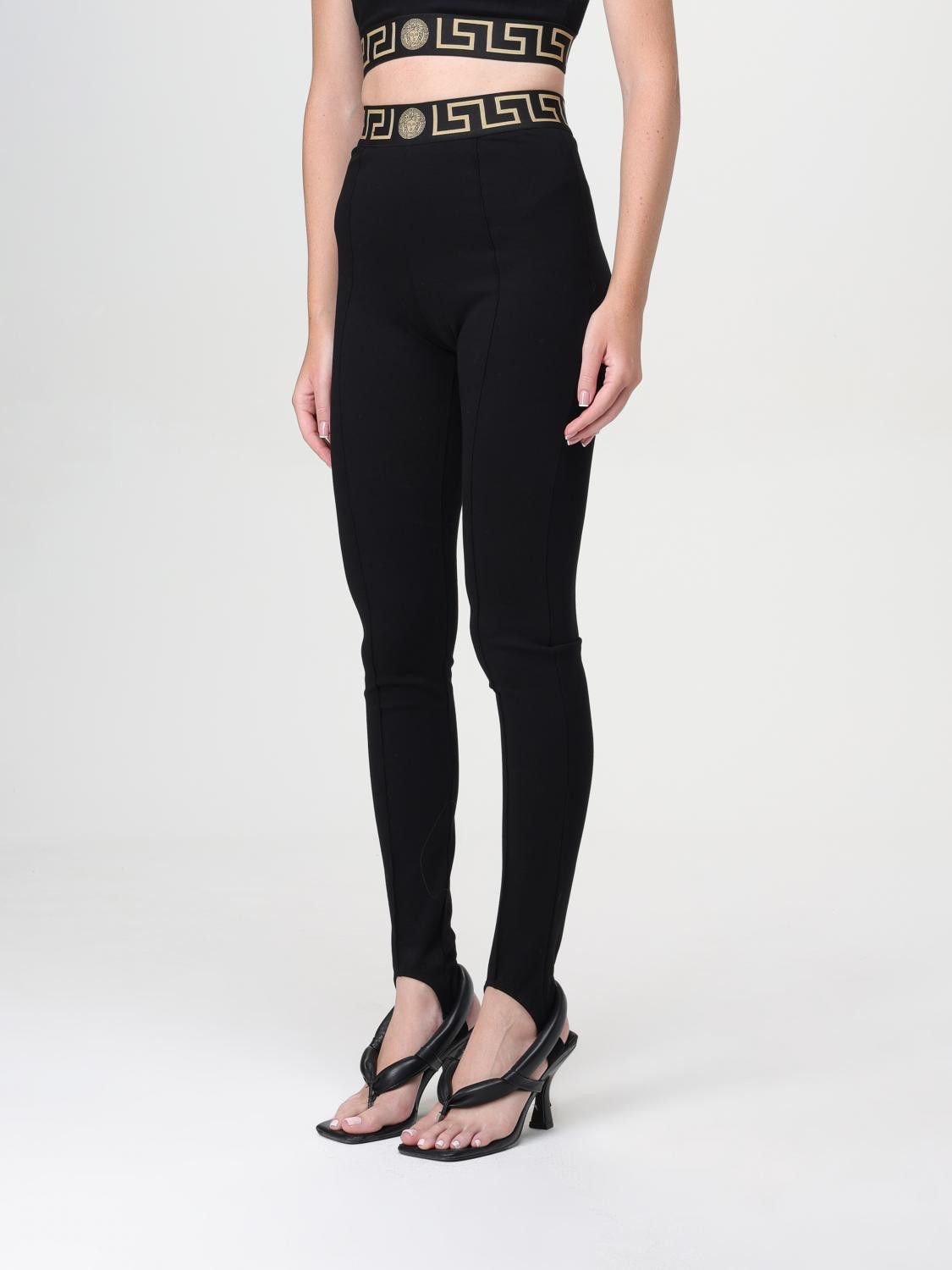 Versace o1s22i1n1024 Greek Band Stirrup Leggings in Black Size 28" / US 6 / IT 42 - 4 Thumbnail