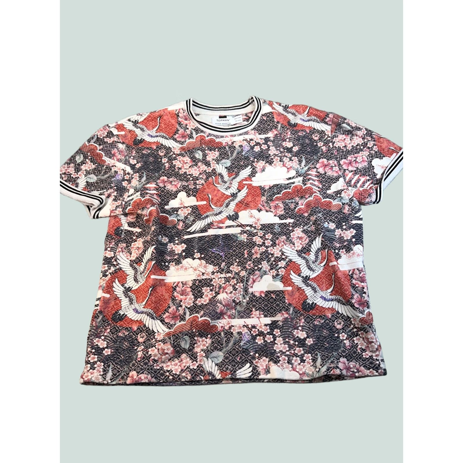 Topman Topman Men’s Short Sleeve Button-Up Multicolor Floral Bird XS Top Size US XS / EU 42 / 0 - 1 Thumbnail