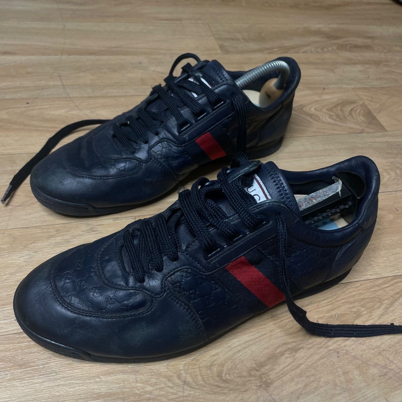 Gucci GUCCI Sneakers Guccissima blue navy Leather low Top Monogram Size US 9 / EU 42 - 1 Thumbnail