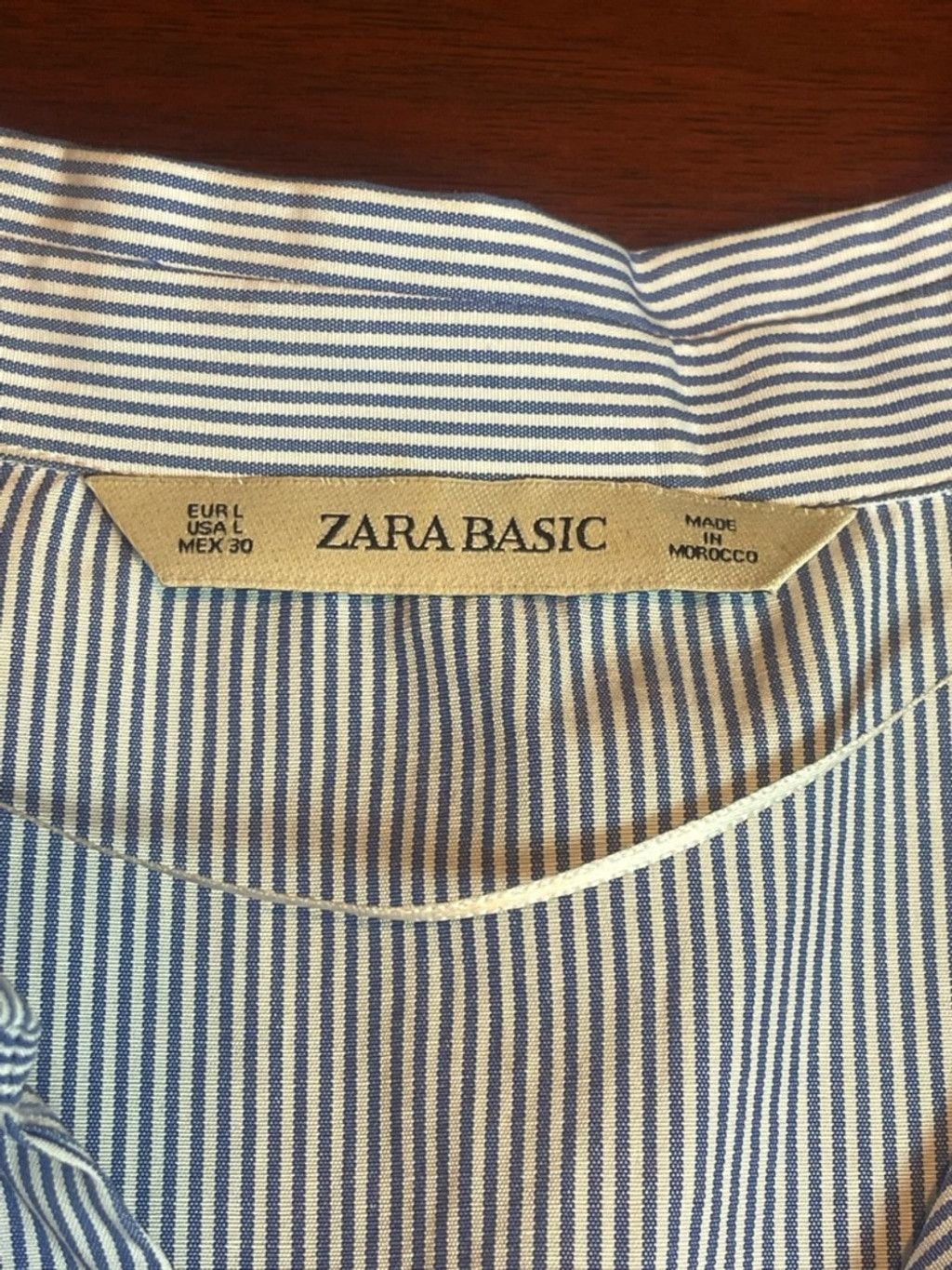 Zara ZARA Stripe Button Down Shirt L Blue White Nautical Blouse Size L / US 10 / IT 46 - 6 Thumbnail