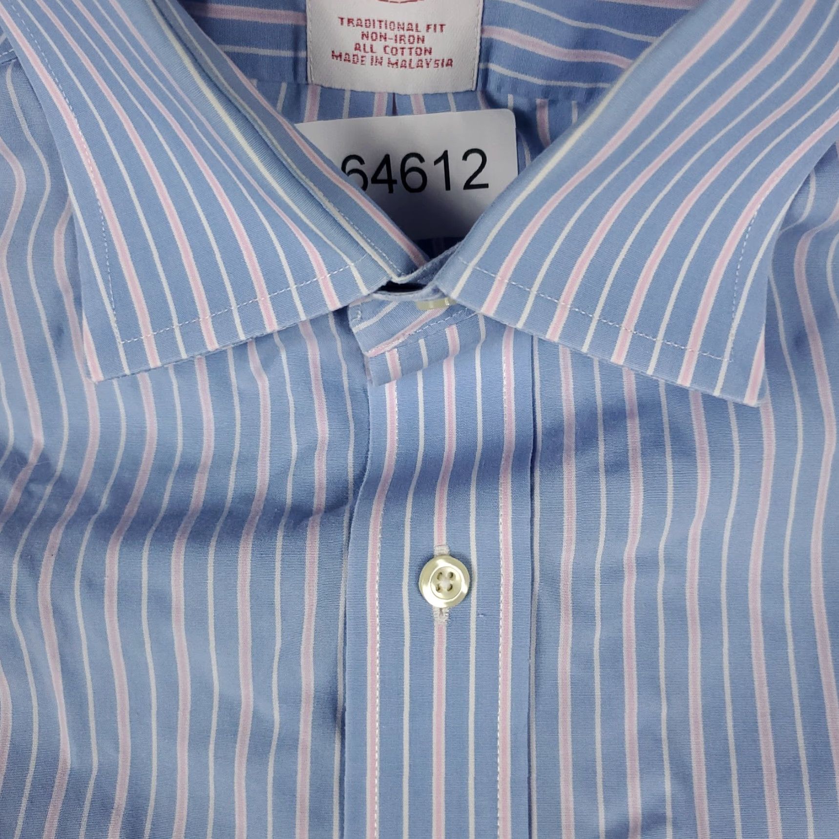 Brooks Brothers Brooks Brothers Dress Shirt Mens 15 Blue Striped Long Sleeve Button Up Regular Fit Non-Iron Classic Collar Cuff Barrel Men's Shirt Size 40R - 3 Thumbnail