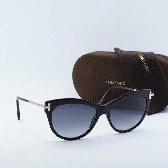 Tom Ford Tom Ford Kira FT0821 01D Sunglasses Black/Gold Cat Eye Frame Size ONE SIZE - 10 Thumbnail