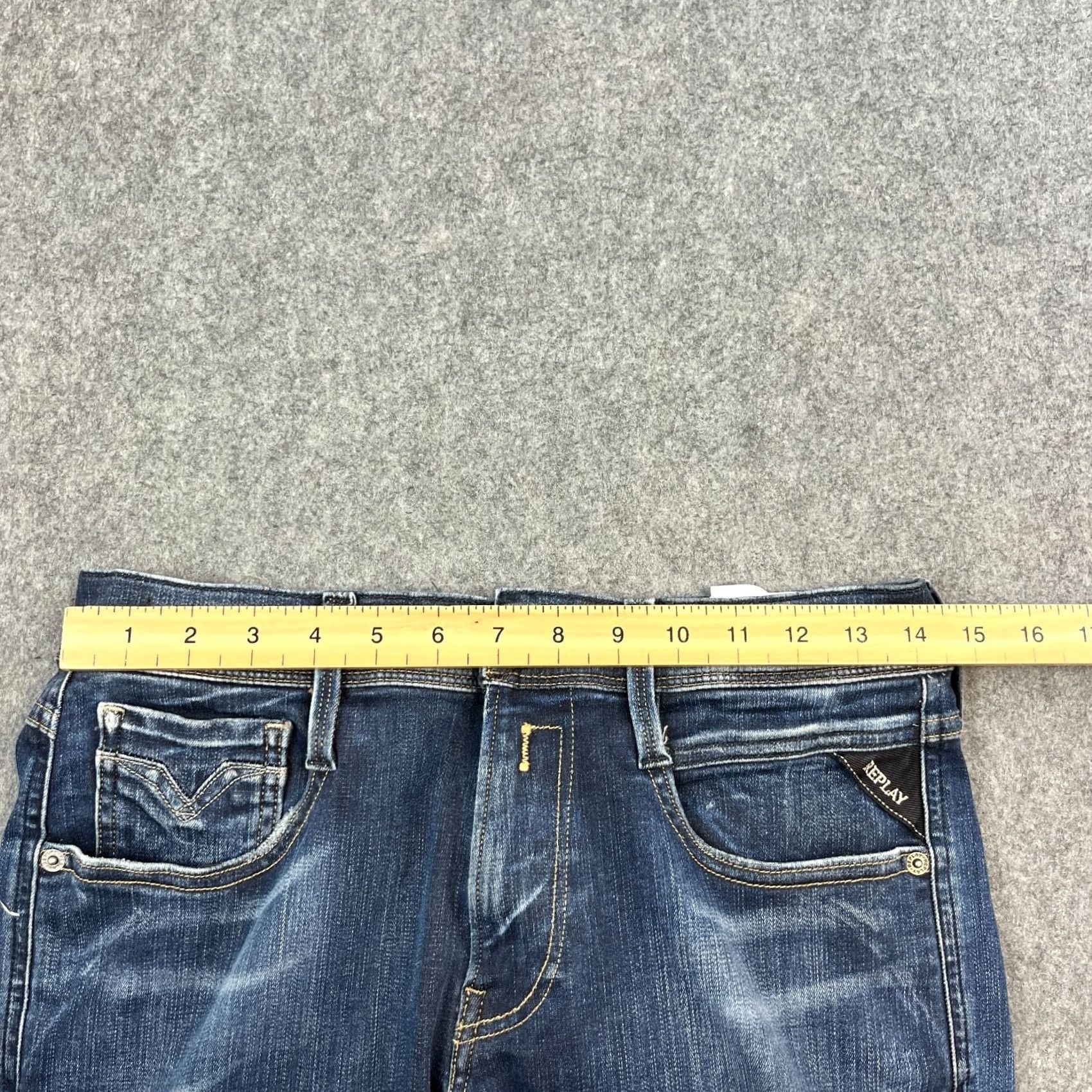 Replay Replay Jeans Slim Tapered 30 34 Dark Wash Blue Whiskers Stretch Anbass Men Size US 30 / EU 46 - 6 Thumbnail