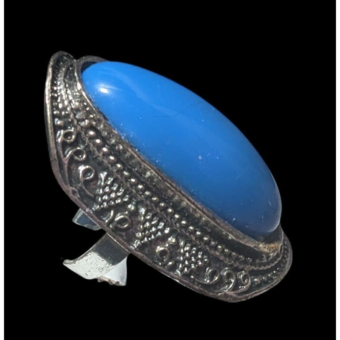 Other Bohemian Large Blue Stone Silver Tone Adjustable Ring Size 6 Size ONE SIZE - 10 Thumbnail