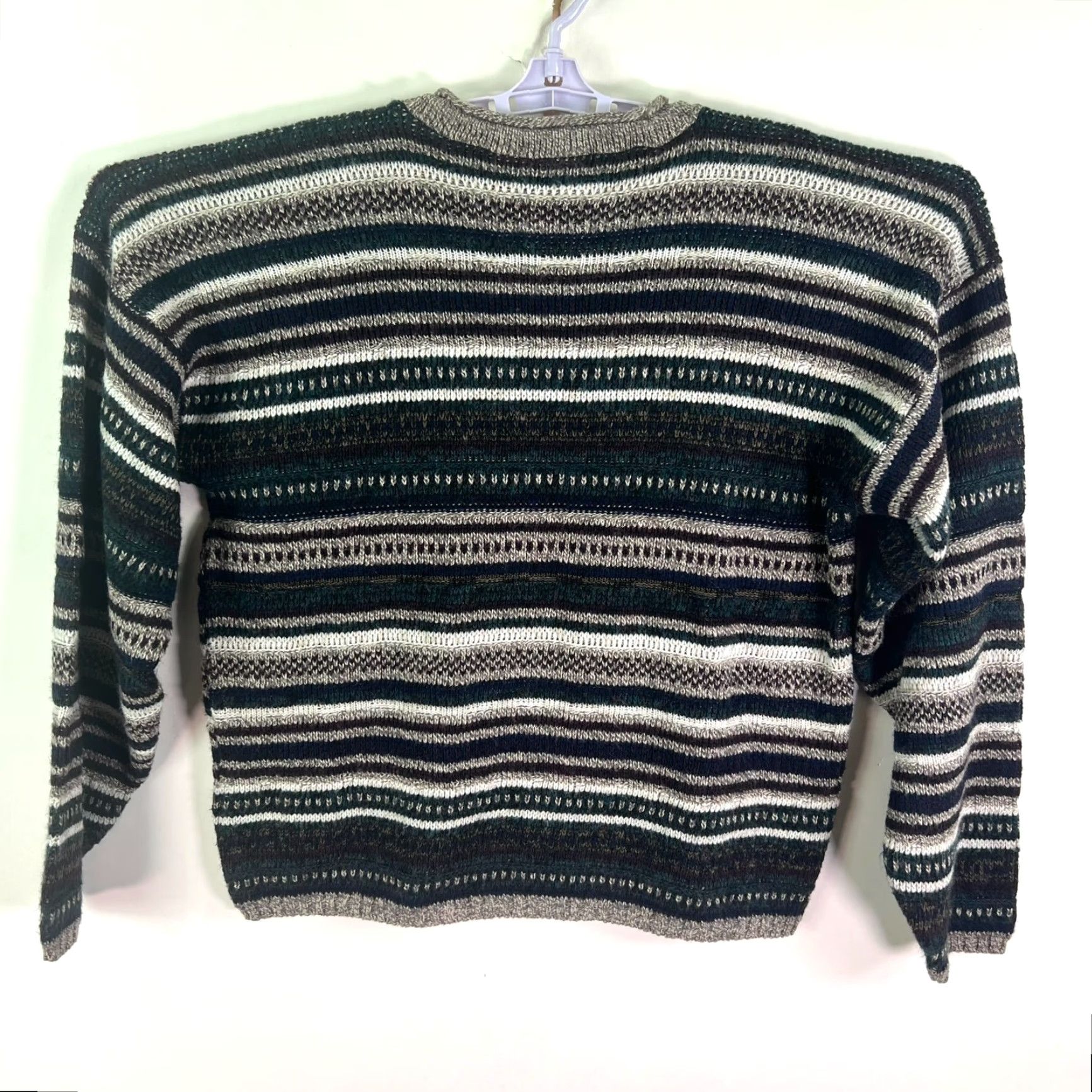 New Era New Era XL Beige Striped Acrylic Sweater Mens Size XL Pullover Crew Neck Heavyweight Oversized Knit City USA Pattern Embroidered Astrо Boy Bill Size US XL / EU 56 / 4 - 6 Thumbnail