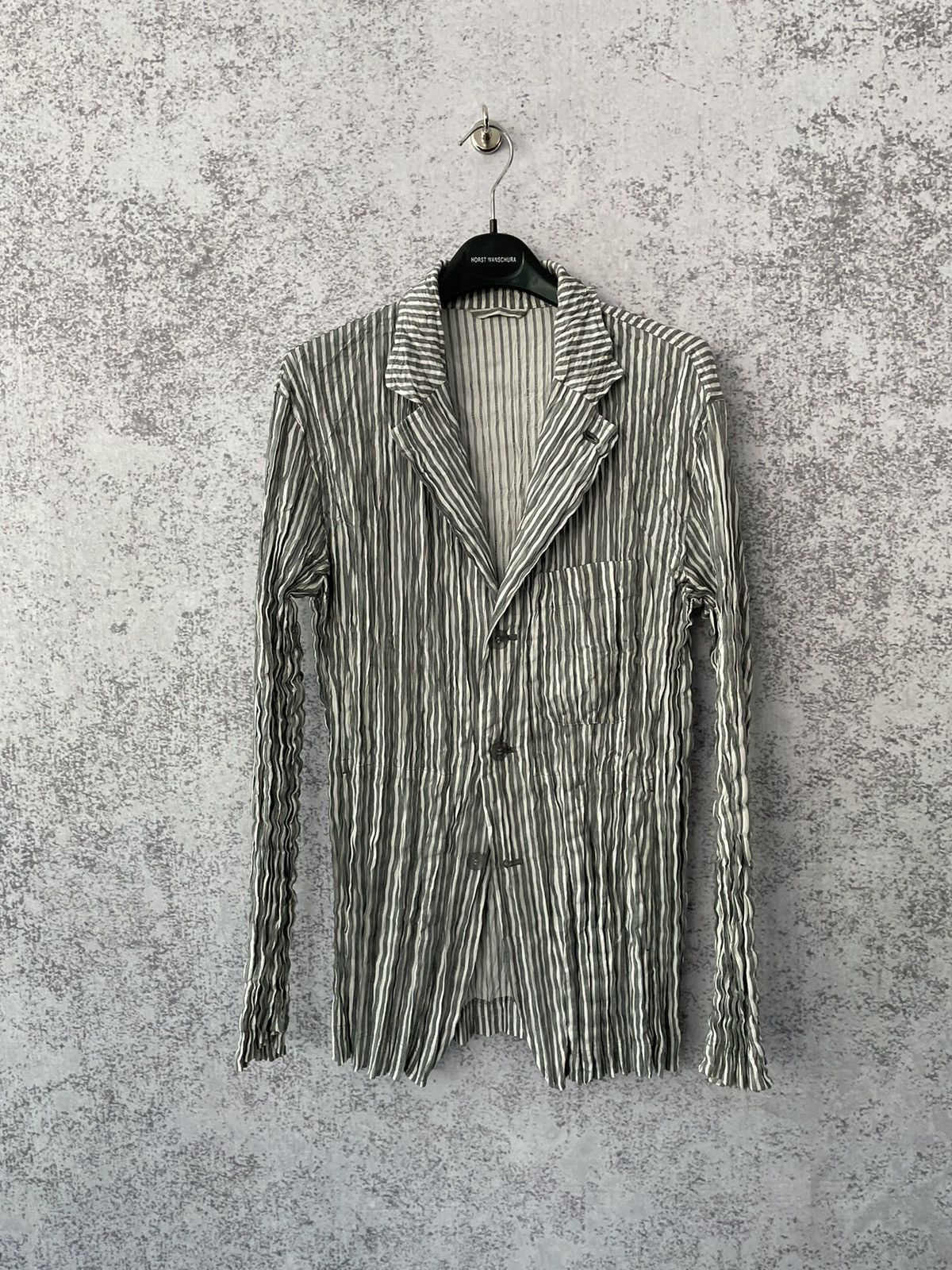 Issey Miyake Vintage Issey Miyake Striped Pleated Blazer Size 42R - 1 Thumbnail