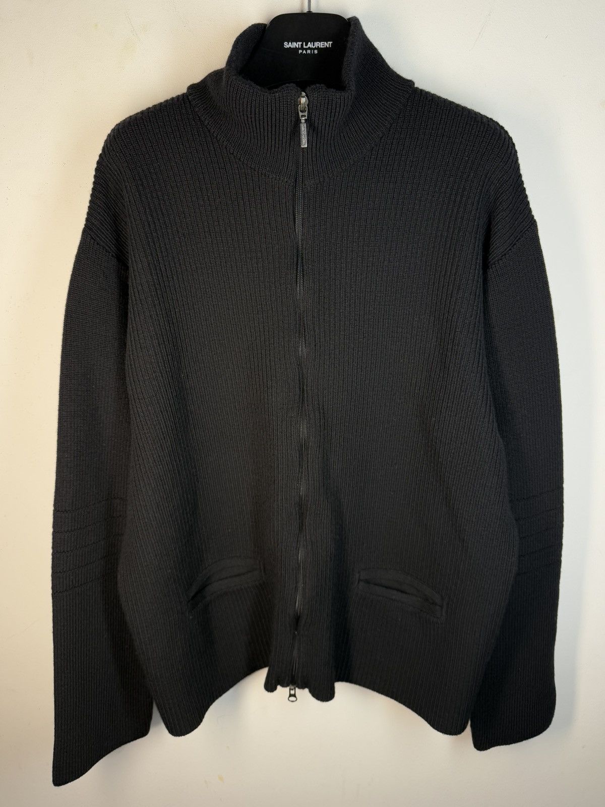 Yves Saint Laurent Black YSL Sweater Zip Knit Heavy Vintage Quarter Zip 90s Size US L / EU 52-54 / 3 - 15 Thumbnail