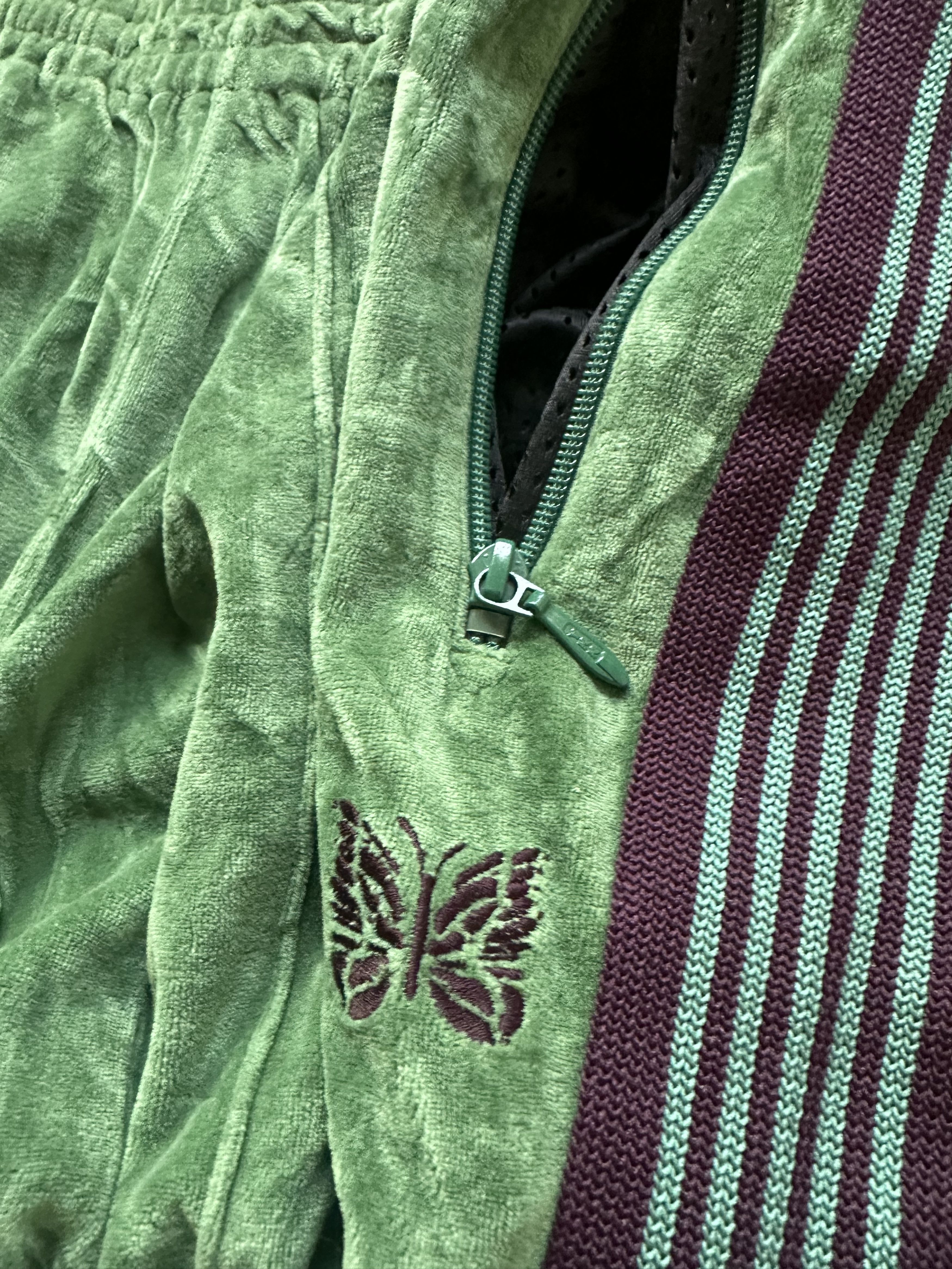 Needles Needles Velour Track Pant Green/Purple - Size M Size US 32 / EU 48 - 3 Thumbnail