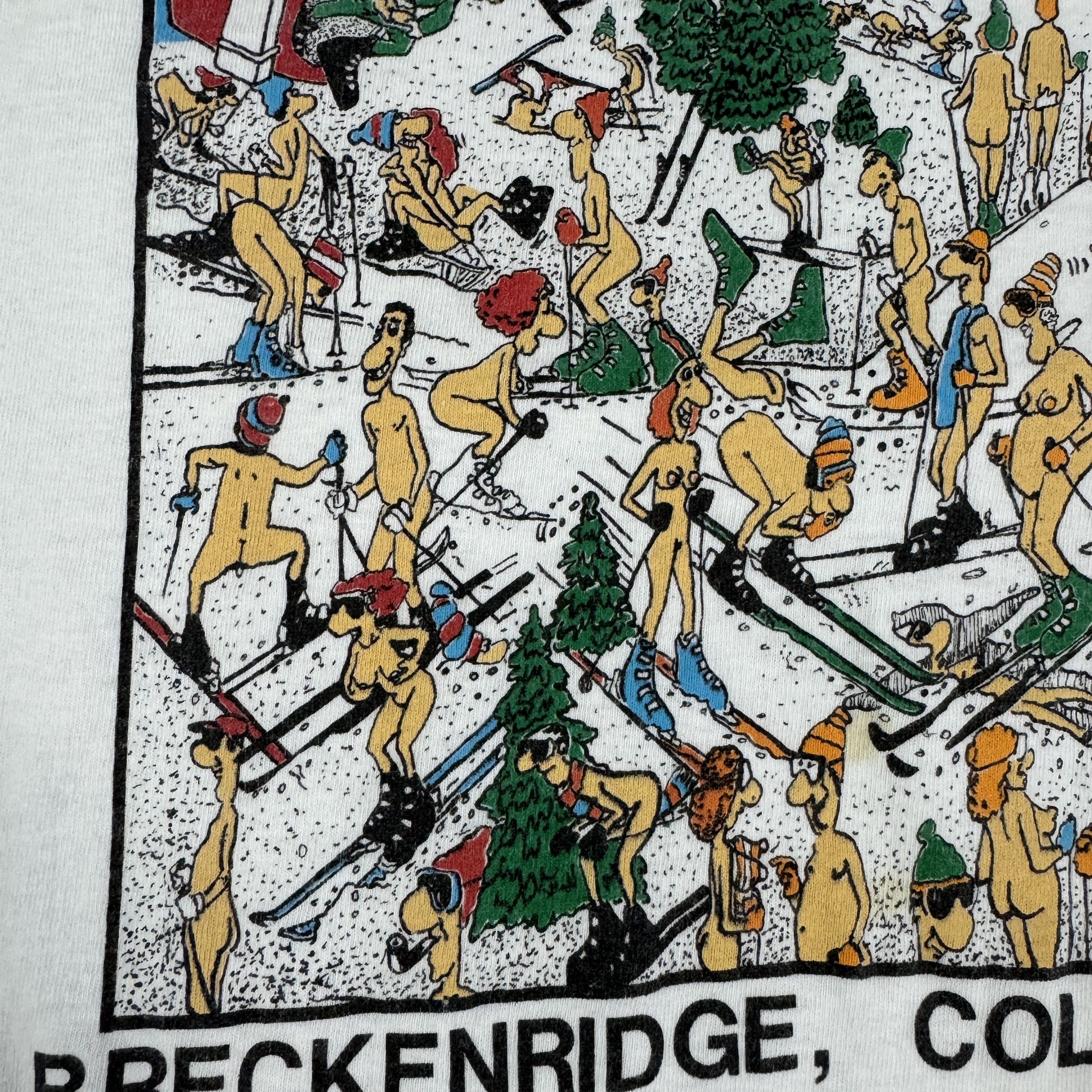 Vintage 80s Naked Ski Humor Shirt