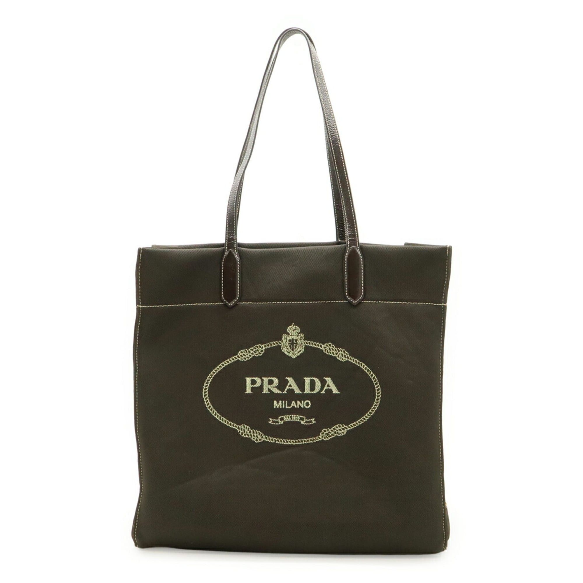 Prada PRADA Triangle Tote Bag Shoulder Mesh Patent Leather Dark Brown Size ONE SIZE - 1 Thumbnail