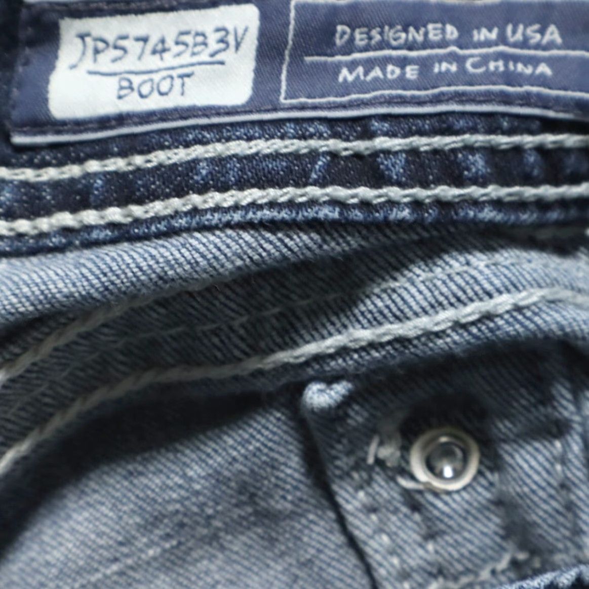 Miss Me Miss Me Jeans Blue Women's 27 Boot Cut Rhinestone Denim Pants Slim Regular Cotton 30in Inseam 13in Waist 26in Size 27" / US 4 / IT 40 - 6 Thumbnail