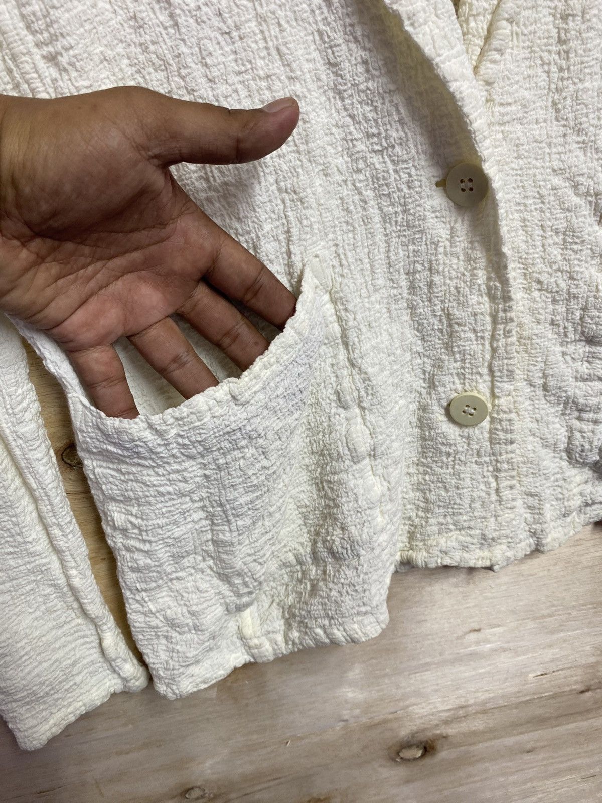 Issey Miyake vintage Issey Miyake Me Cauliflower stretch crinkle jacket Size US XL / EU 56 / 4 - 3 Thumbnail