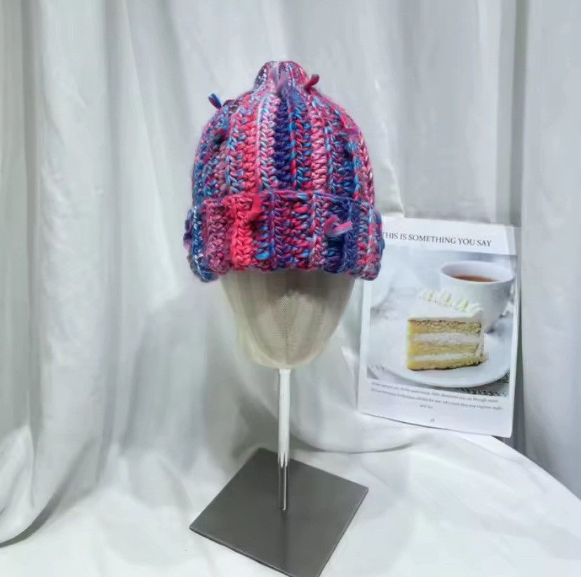 Japanese Brand Niche Colored Fringed Wool Beanie Hat Size ONE SIZE - 2 Thumbnail