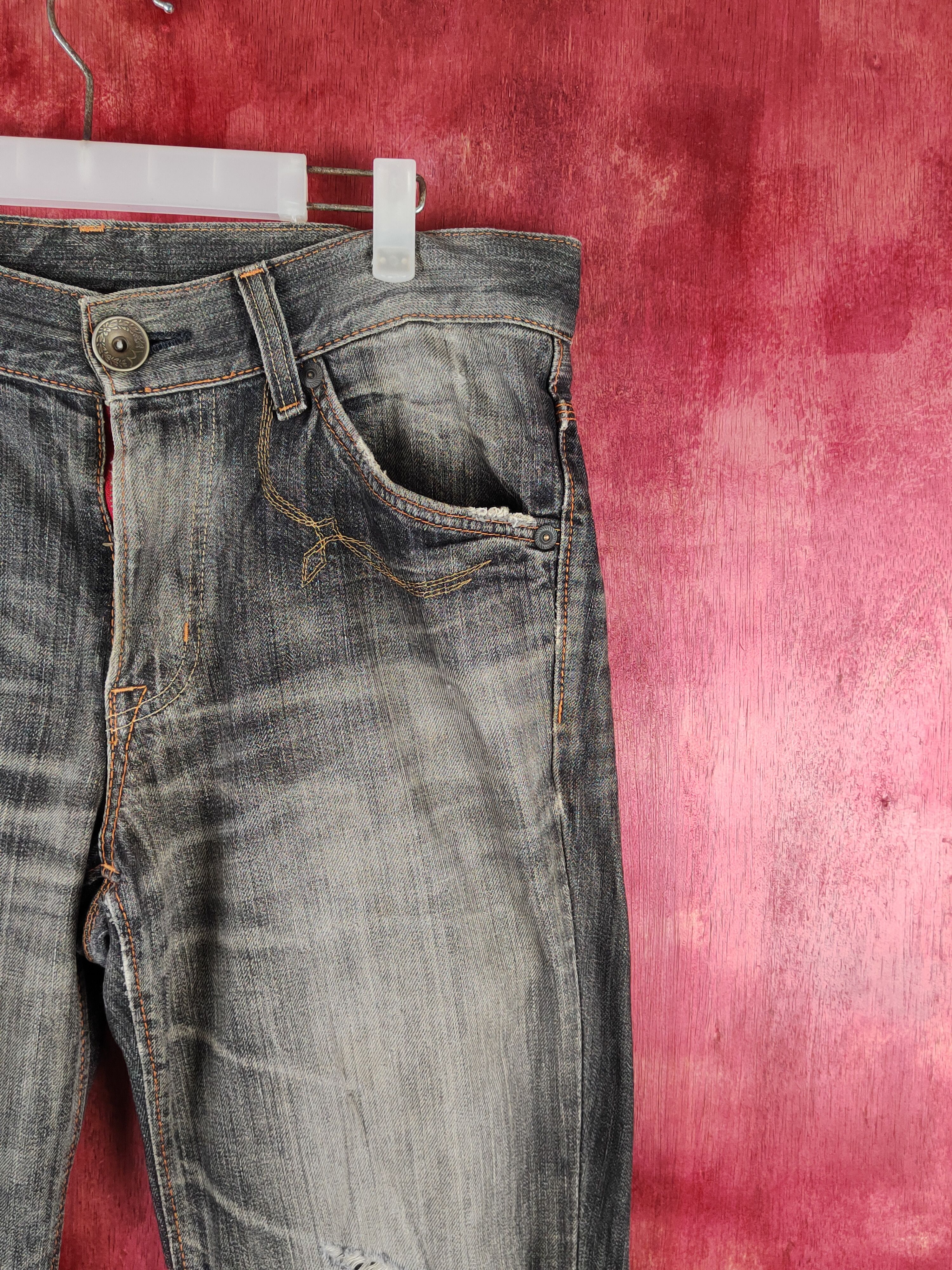 Edwin Edwin Black Faded Distressed Ripped Jeans #S1630 Size US 33 - 5 Thumbnail