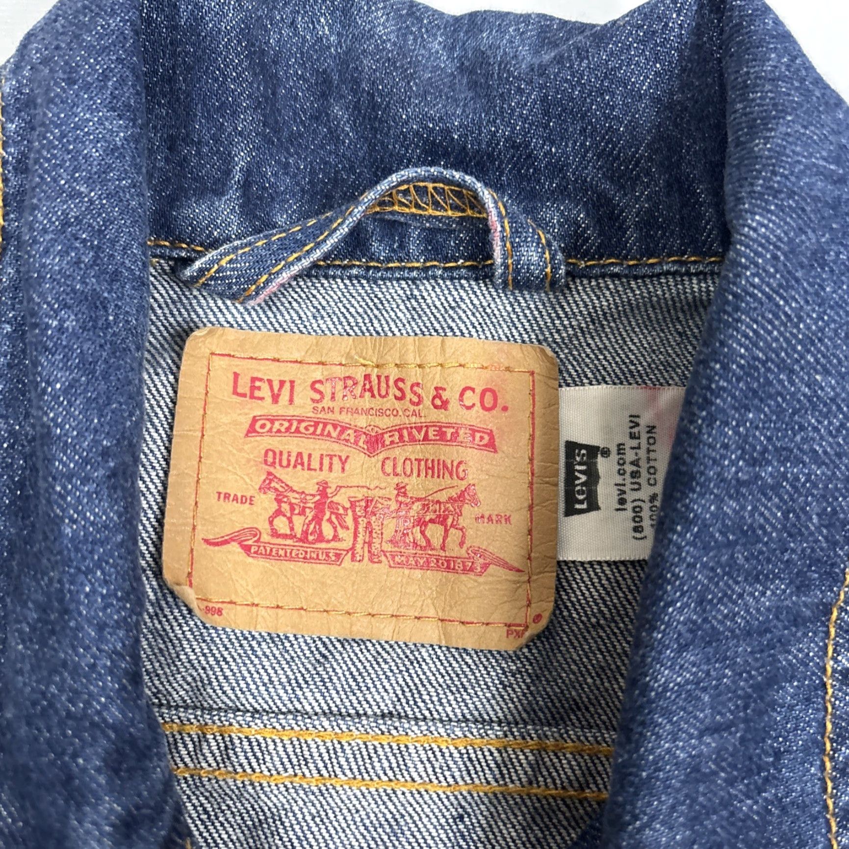 Levi's Levi's Denim Dark Wash Jean Jacket Large Juniors Made In Mexico Womens Jacket Blue Cotton Denim Regular Size Large Size 36" / US 14 / IT 50 - 3 Thumbnail