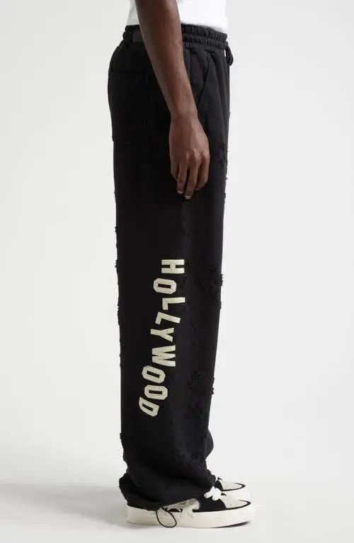 Amiri o1orln1025 Hollywood Destroyed Sweatpants & Joggers in Black Size US 30 / EU 46 - 4 Thumbnail