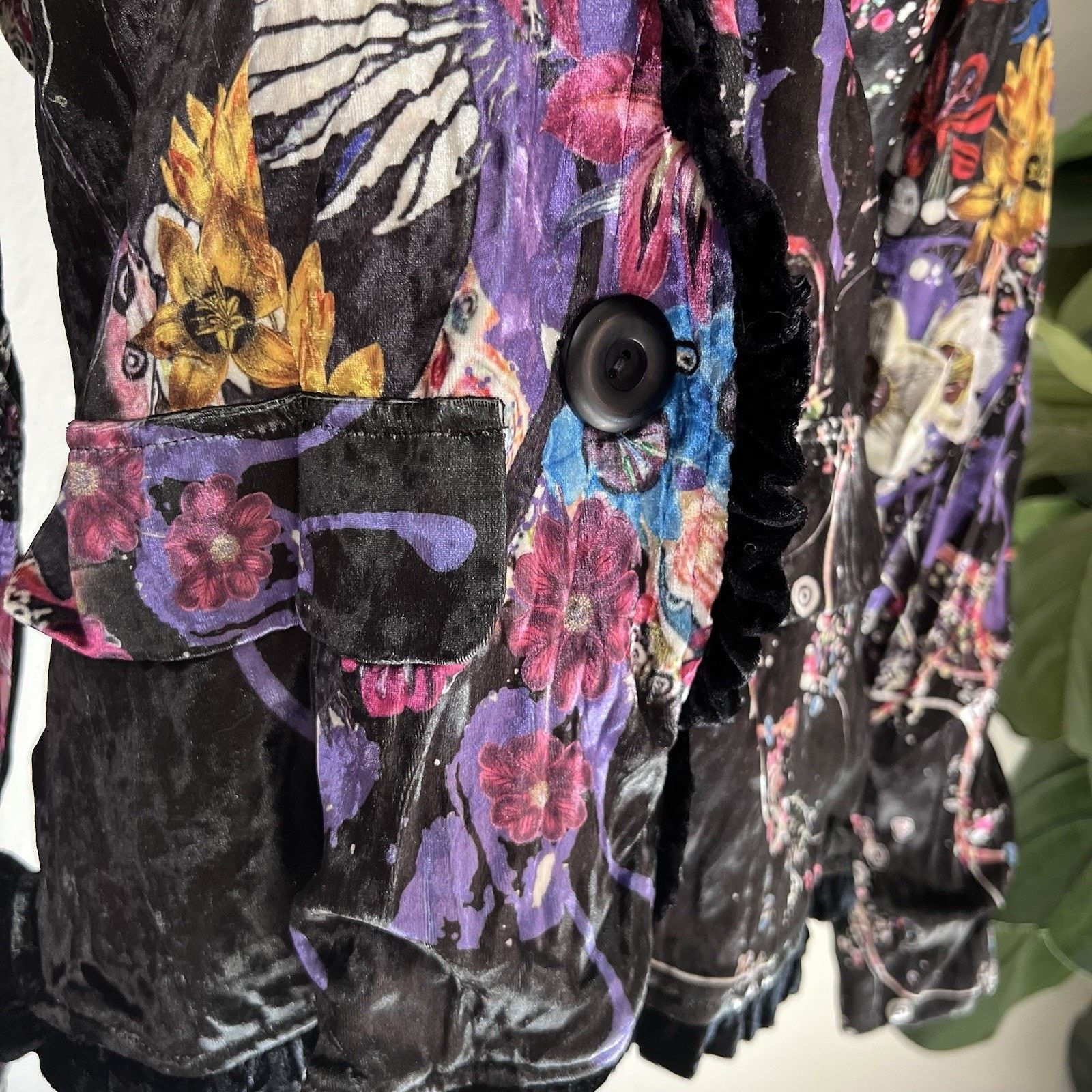 Other Alberto Makali Velvet Blazer Floral (L) WitchyWearable Art Size L / US 10 / IT 46 - 6 Thumbnail