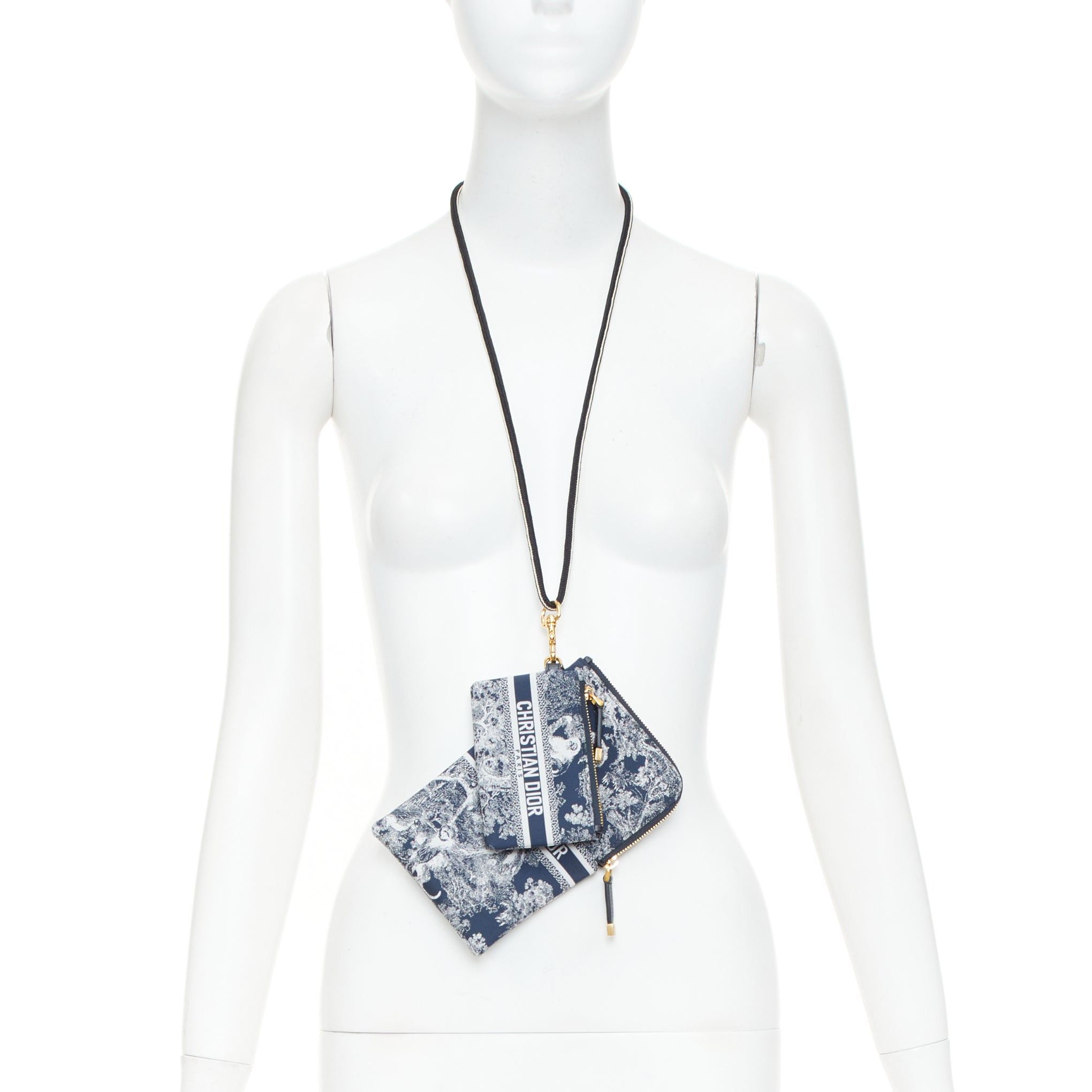 Dior CHRISTIAN DIOR 2021 DiorTravel navy blue white Toile de Jouy technical neck pouch bag Size ONE SIZE - 1 Thumbnail