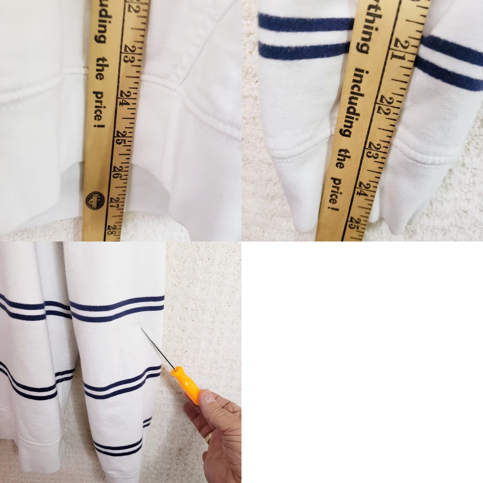 Chaps Chaps Men's L White Blue Navy Striped Cotton Blend Long Sleeve Pullover Hoodie Size US L / EU 52-54 / 3 - 9 Thumbnail