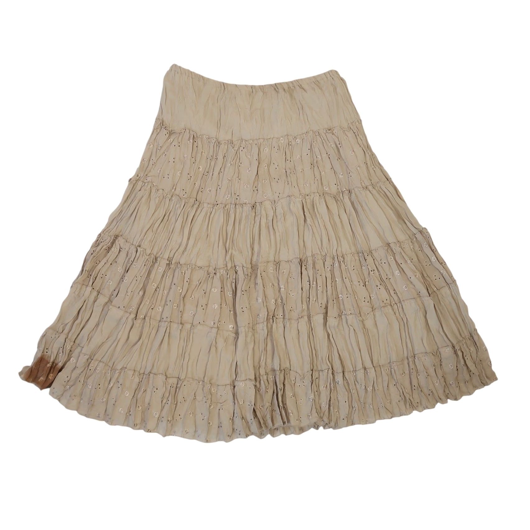 Vintage VINTAGE Allison Taylor Tan Eyelet Tiered Midi Peasant Skirt L Women Midi Bohemian 90s P e a s a n t Size 36" / US 14 / IT 50 - 3 Thumbnail