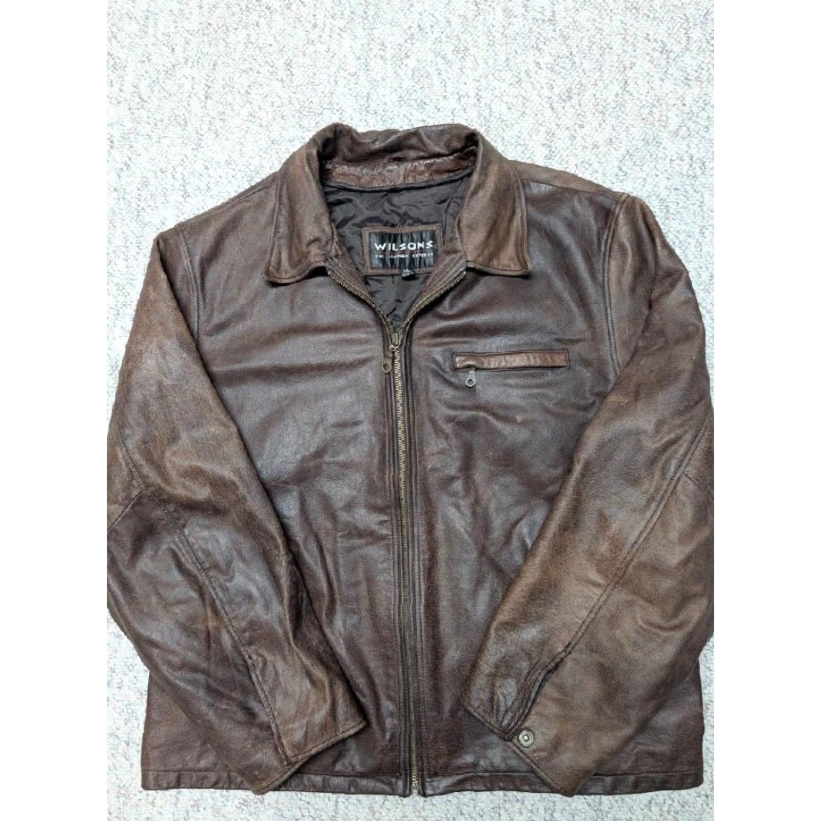 Vintage VINTAGE WILSONS leather jacket XL brown MOTORCYCLE cowhide PATINA biker jacket Mens 90s Size US XL / EU 56 / 4 - 3 Thumbnail