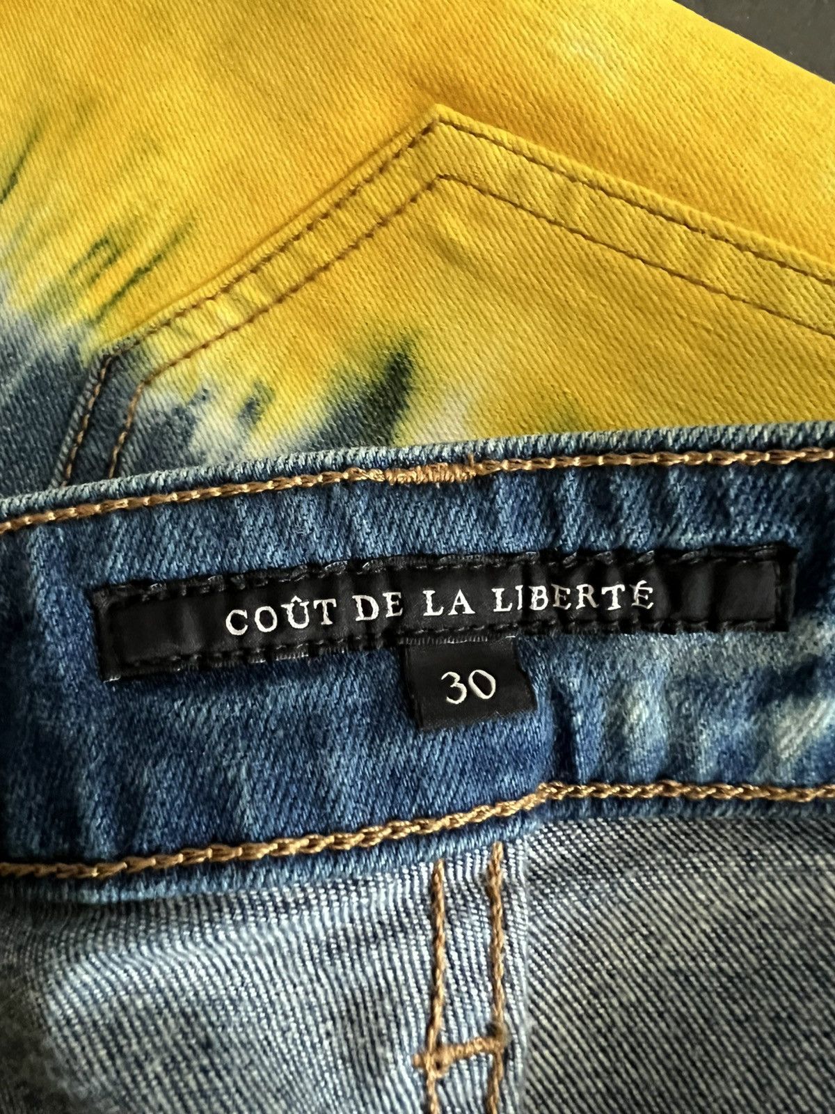Cout de la Liberte Super Flared Bell Bottom Split Tie-Dye Denim Jeans Size US 30 / EU 46 - 7 Thumbnail