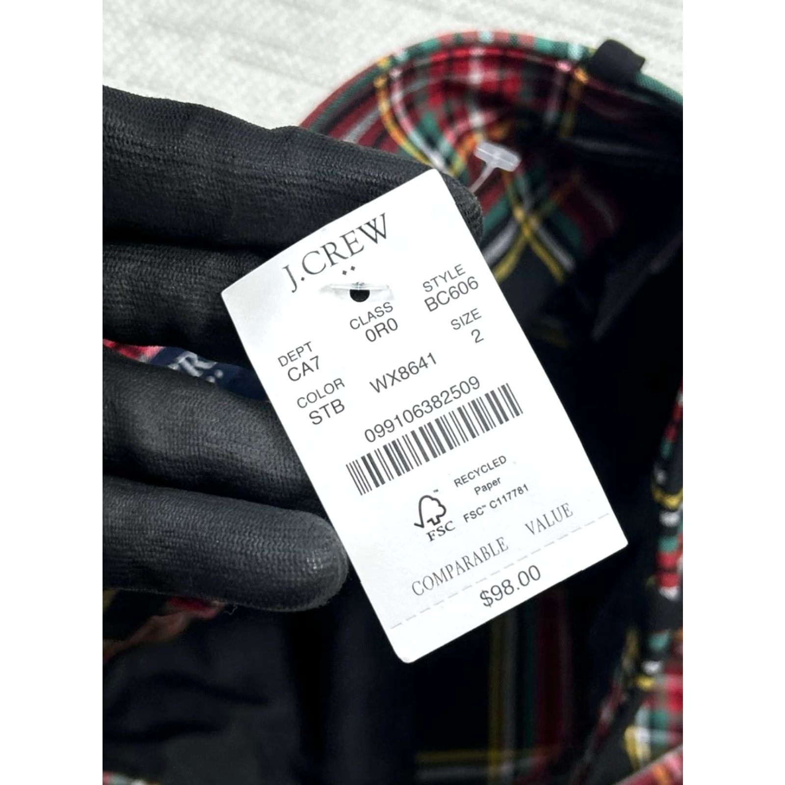 J.Crew VINTAGE J. Crew Pants Womens 2 Ruby Full Length Black Red Plaid Slim Fit New Size 26" / US 2 / IT 38 - 6 Thumbnail