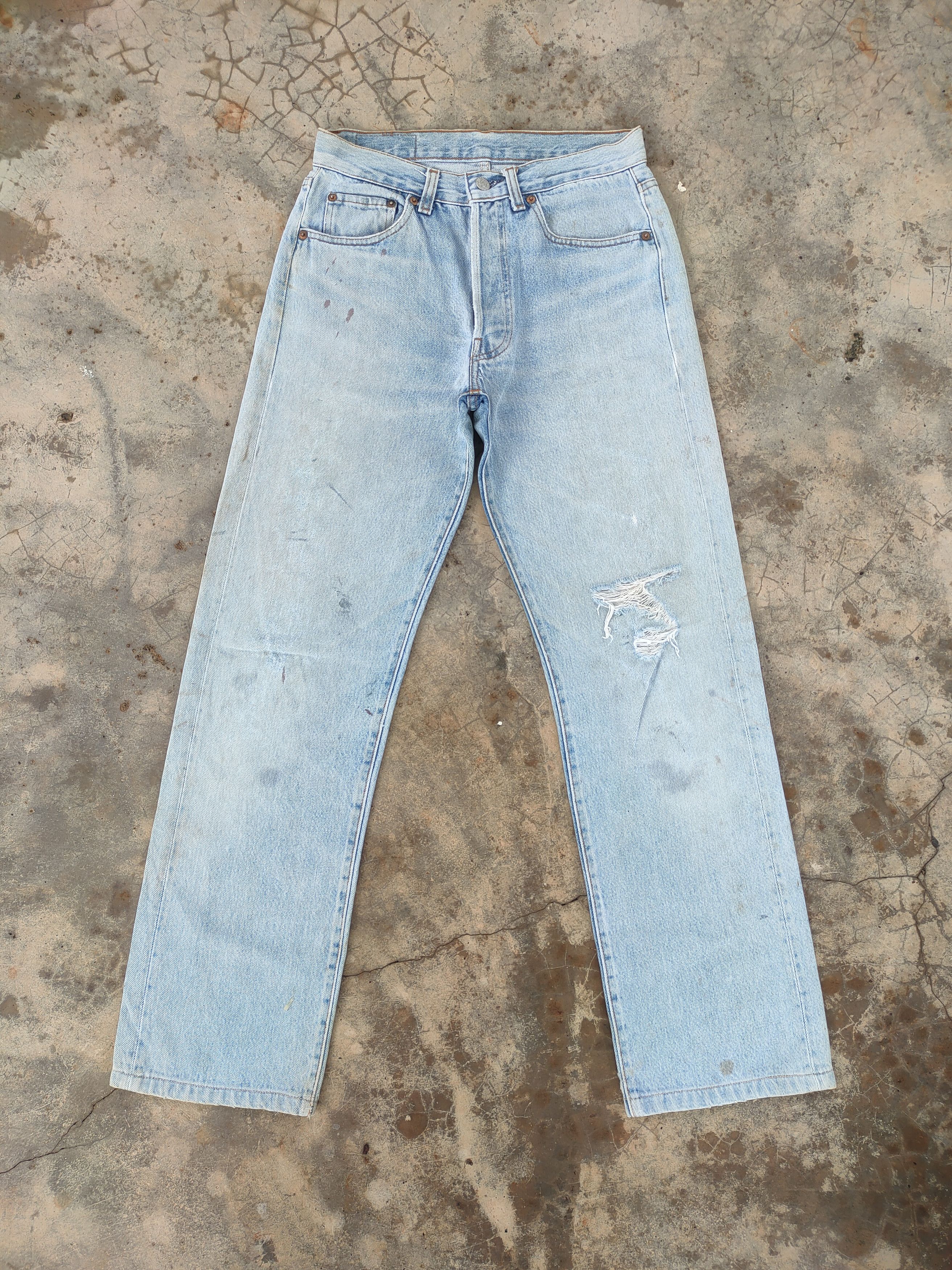 Levi's Vintage Clothing Vintage 90' Levi's 501 Light Wash ripped faded denim pants Size US 28 / EU 44 - 1 Thumbnail