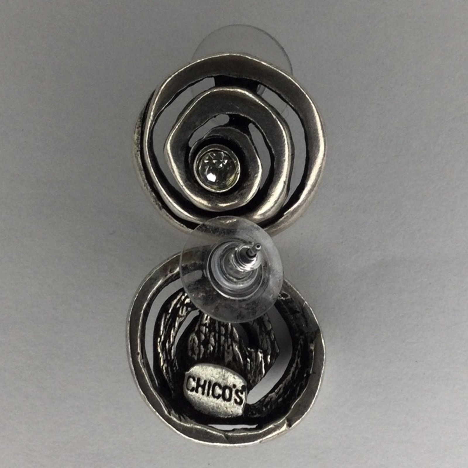 Chicos Chico's Elegant Silver Plated Diamond Rhinestone Earrings Size ONE SIZE - 5 Thumbnail