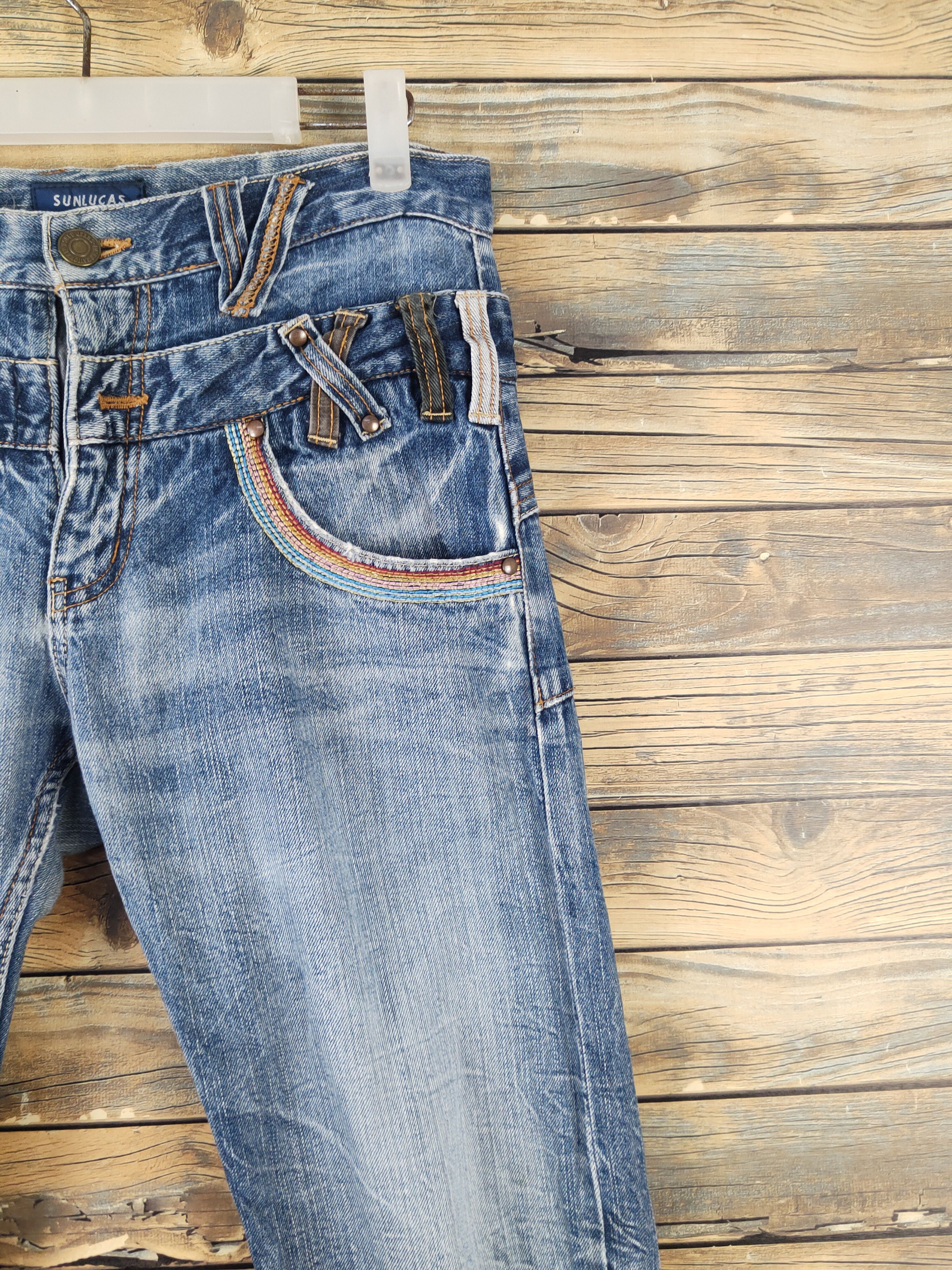 Japanese Brand Sunlucas double waist Distressed denim Ripped Jeans #W1988 Size US 30 / EU 46 - 5 Thumbnail