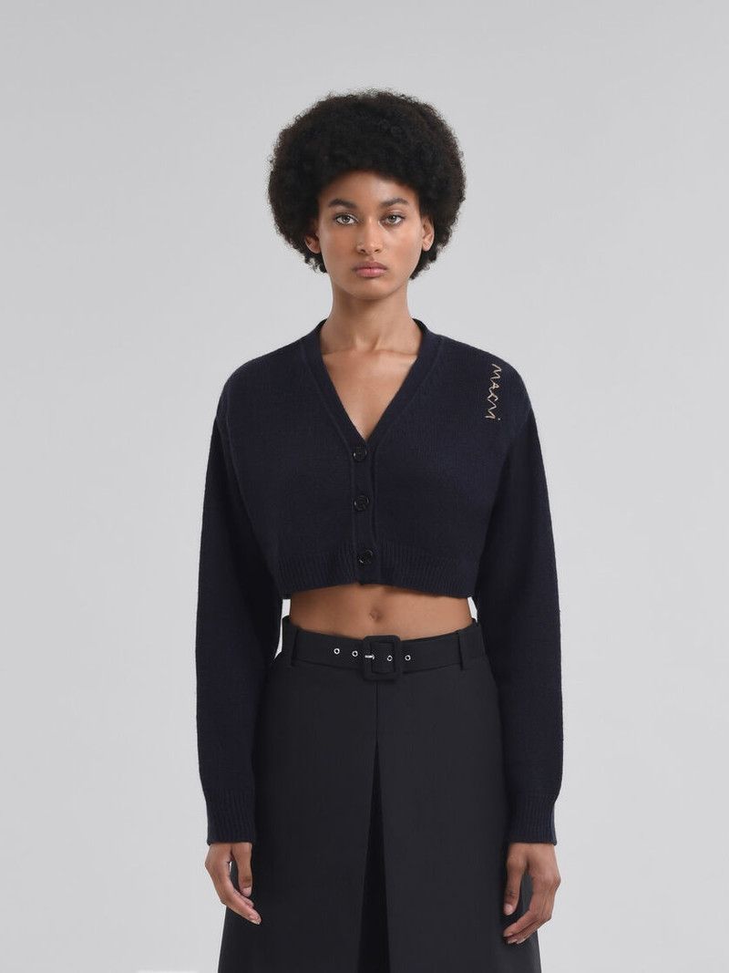 Marni o1f1d3z0326 Cashmere Cropped Cardigan in Blue Size L / US 10 / IT 46 - 2 Thumbnail