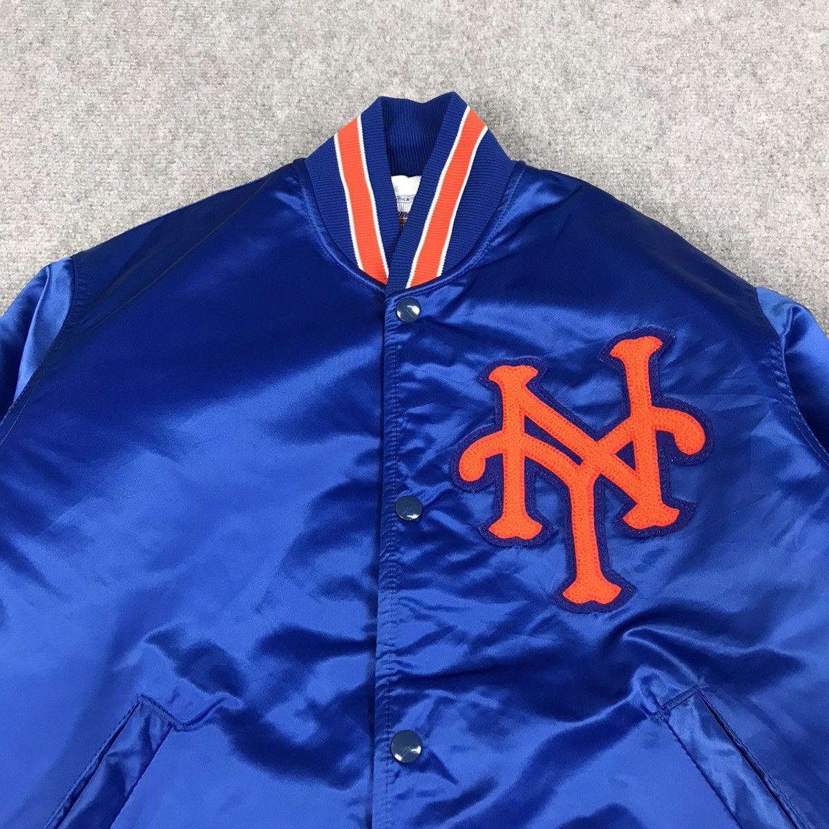 MLB × Starter × Vintage STARTER NEW YORK METS BOMBER SNAP BUTTON SIGNATURE JACKET Size US S / EU 44-46 / 1 - 2 Thumbnail