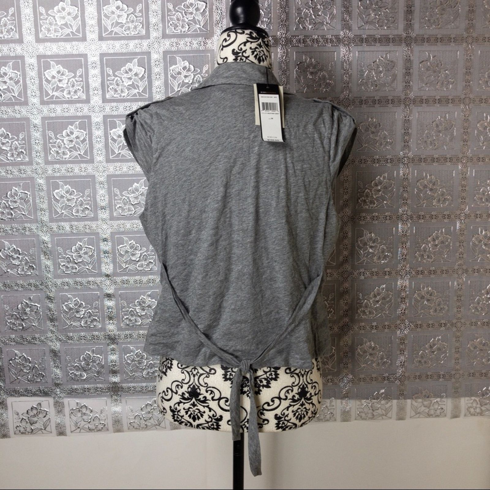 Bcbgmaxazria NWT BCBGMAXAZRIA Gray Knit Cap Sleeve Jacket Size M / US 6-8 / IT 42-44 - 6 Thumbnail