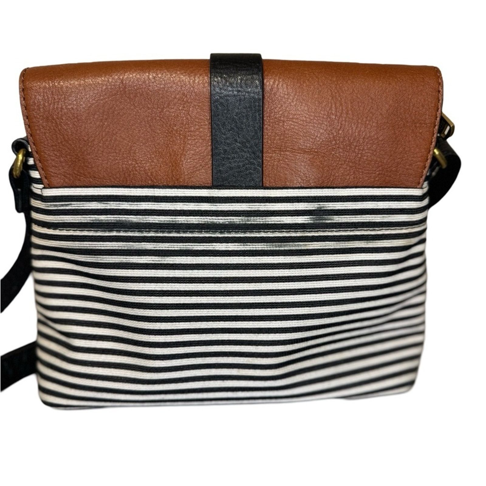 Fossil Fossil Kinley Flap Striped Purse w/Brown Leather Crossbody Size ONE SIZE - 2 Thumbnail