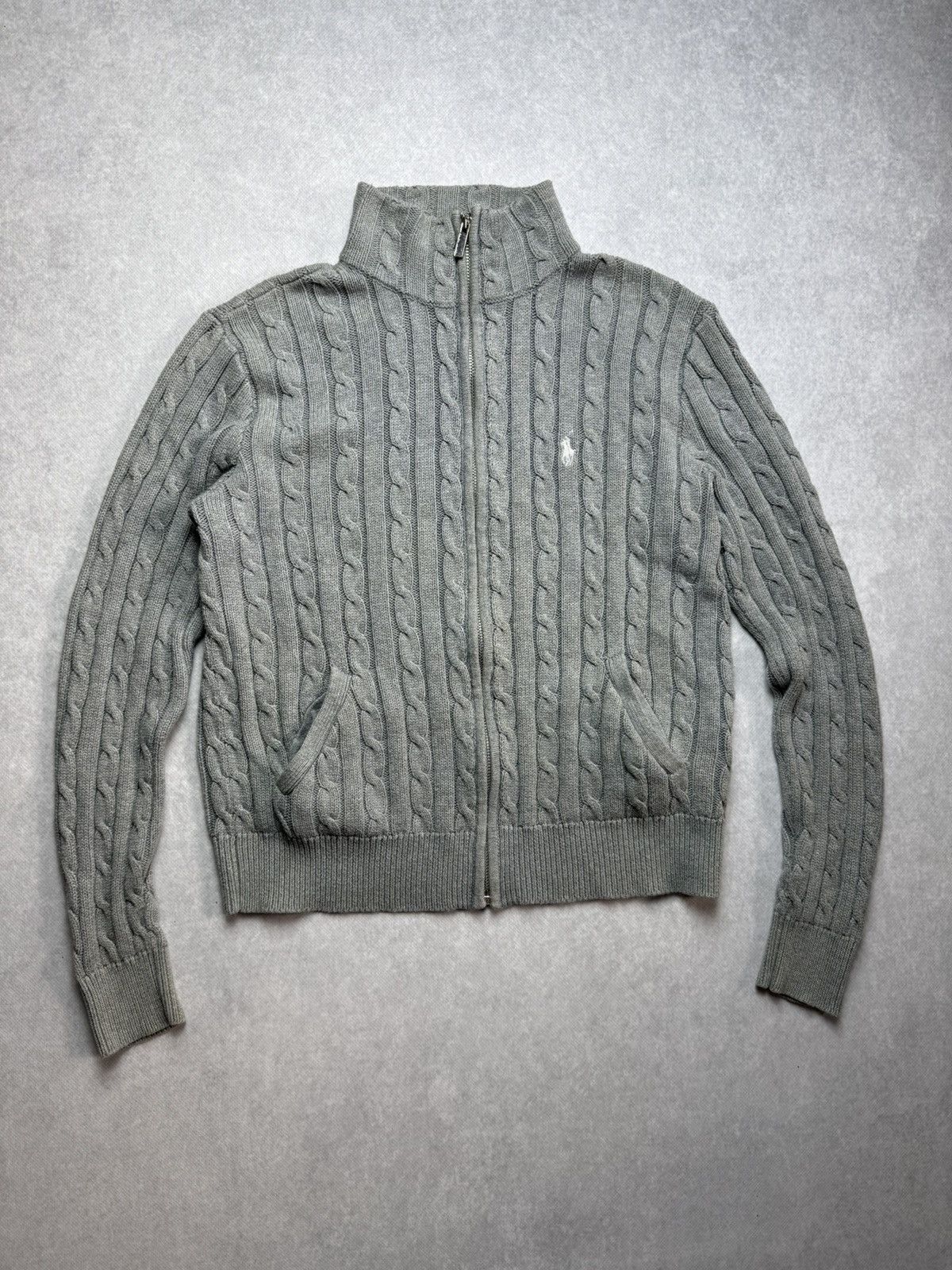Polo Ralph Lauren Polo Ralph Lauren Vintage Y2K Cable Knit Zip Size L / US 10 / IT 46 - 1 Thumbnail
