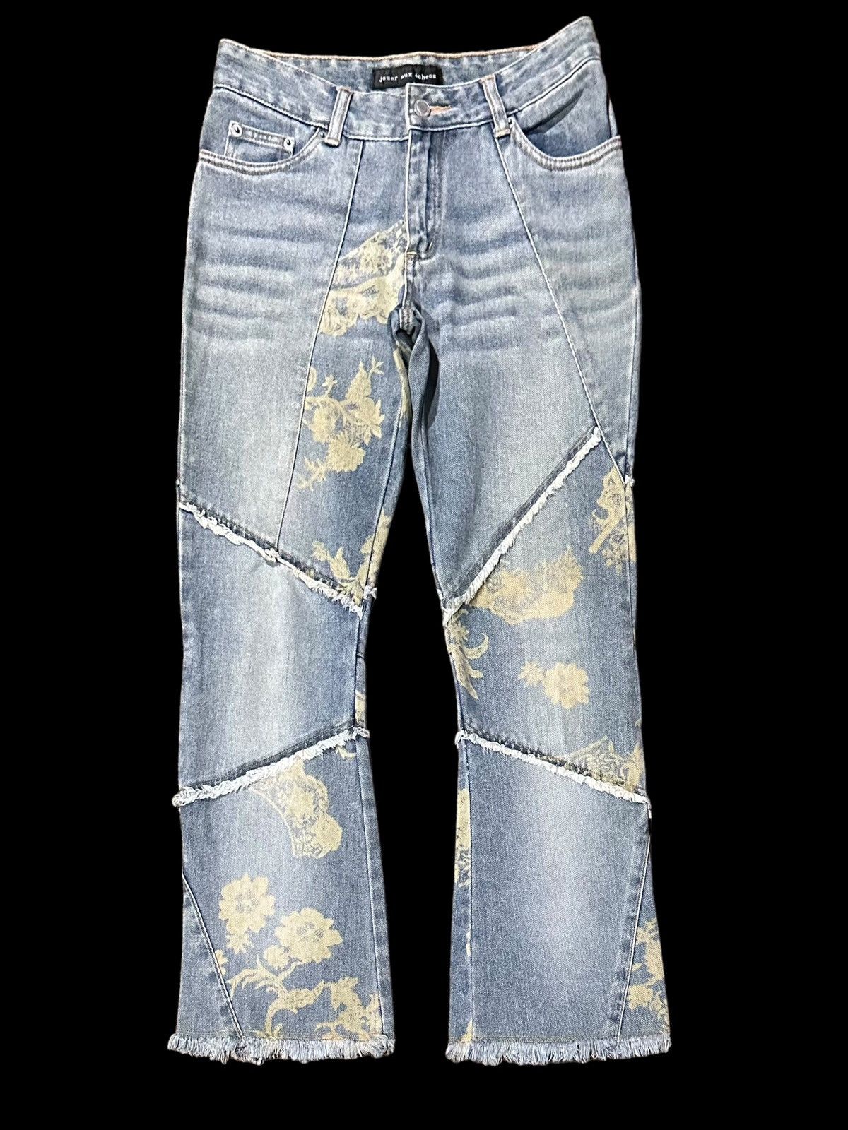 Designer × If Six Was Nine × Jean Paper Cut Hagi Denim JOUER AUX ECHECS Bootcut Flores Jeans Size 28" / US 6 / IT 42 - 2 Thumbnail