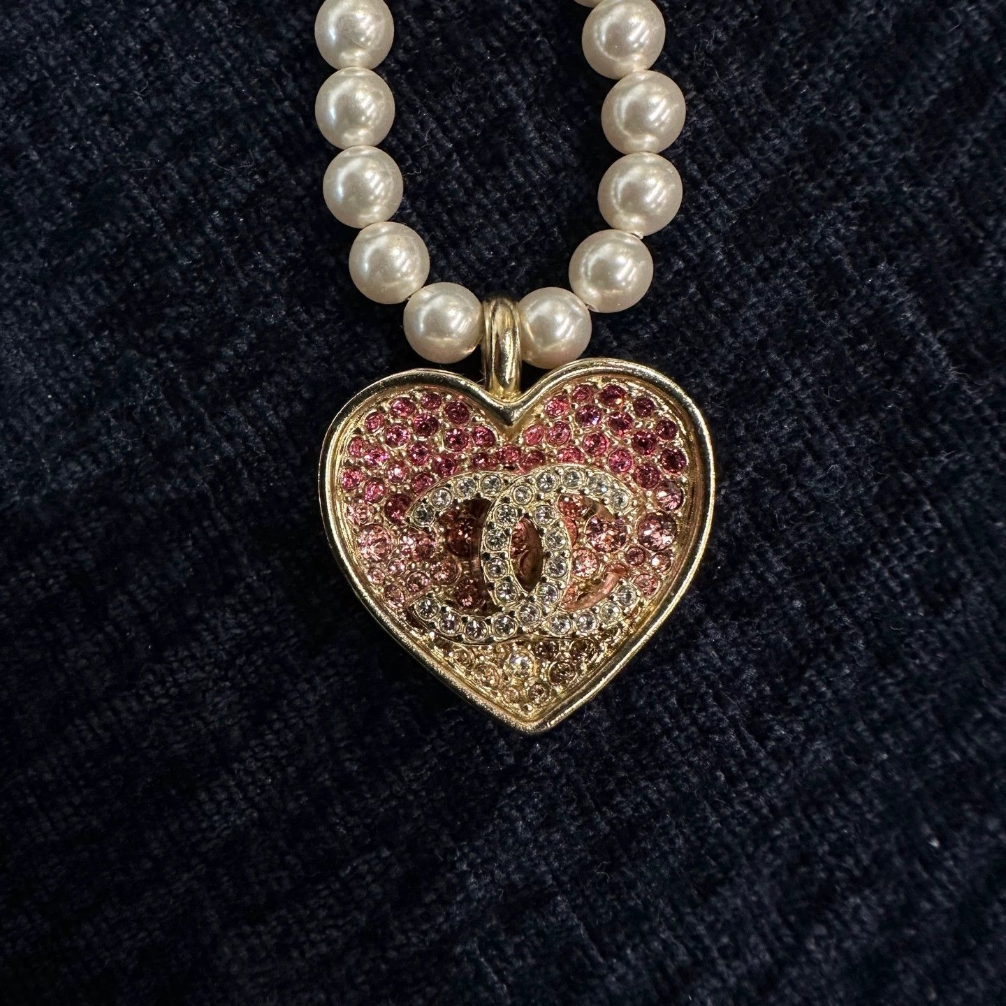 Chanel Chanel may247 23P Pink Paved Crystal Double Pearl C Choker Size ONE SIZE - 2 Thumbnail