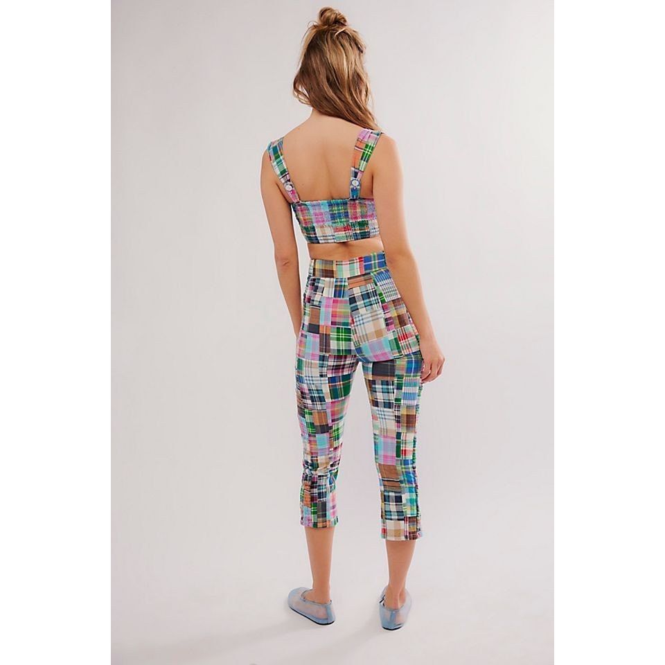 Free People New FREE PEOPLE Keep Me Plaid Pants Set $248 Sz 8 Patchwork Size 30" / US 8 / IT 44 - 3 Thumbnail