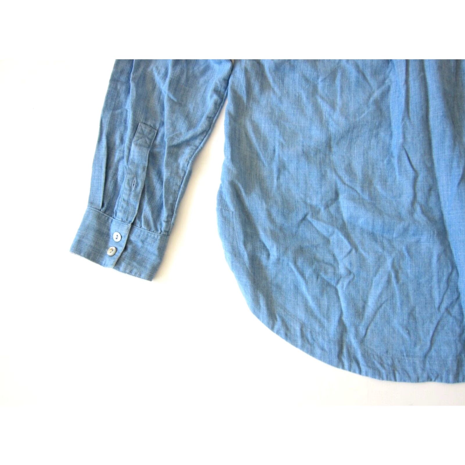 Soft Surroundings Soft Surroundings 100% Tencel Blue Denim Long Sleeve Collared Tunic Blouse PXS Size XS / US 0-2 / IT 36-38 - 6 Thumbnail