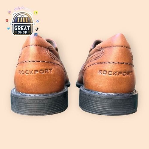Rockport Size 9.5 ROCKPORT Mens Slip On Leader 2 BIKE Toe Brown SHOES Size US 9.5 / EU 42-43 - 4 Thumbnail