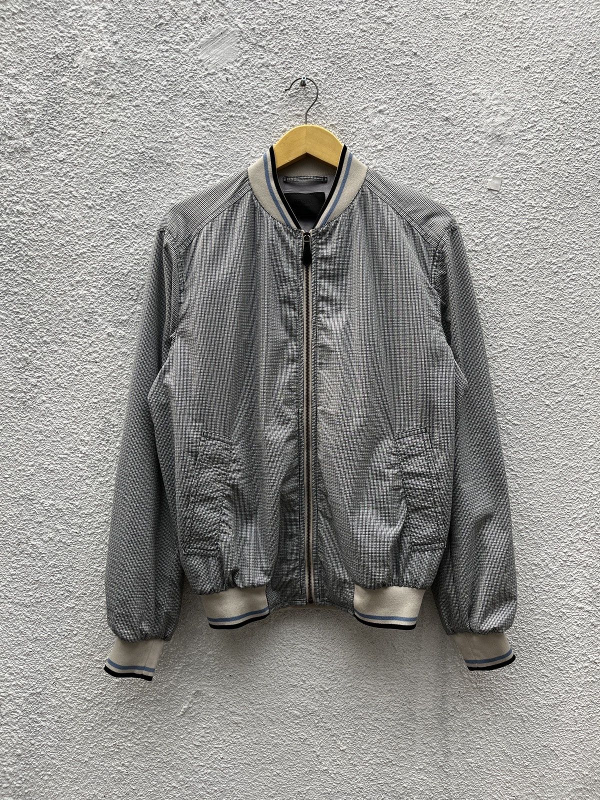 Prada SS09 Prada Blue Chic Squared Light Bomber Jacket Size US L / EU 52-54 / 3 - 1 Thumbnail
