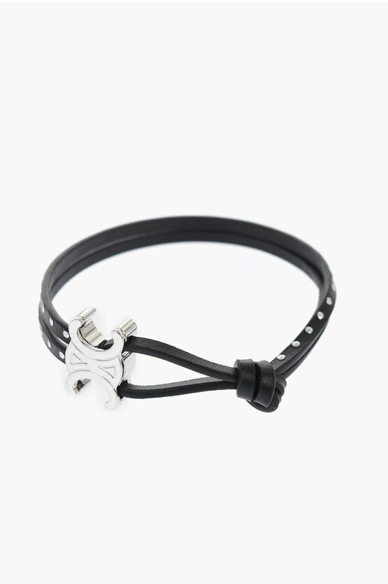 Studded Leather TRIOMPHE Bracelet with Monogram