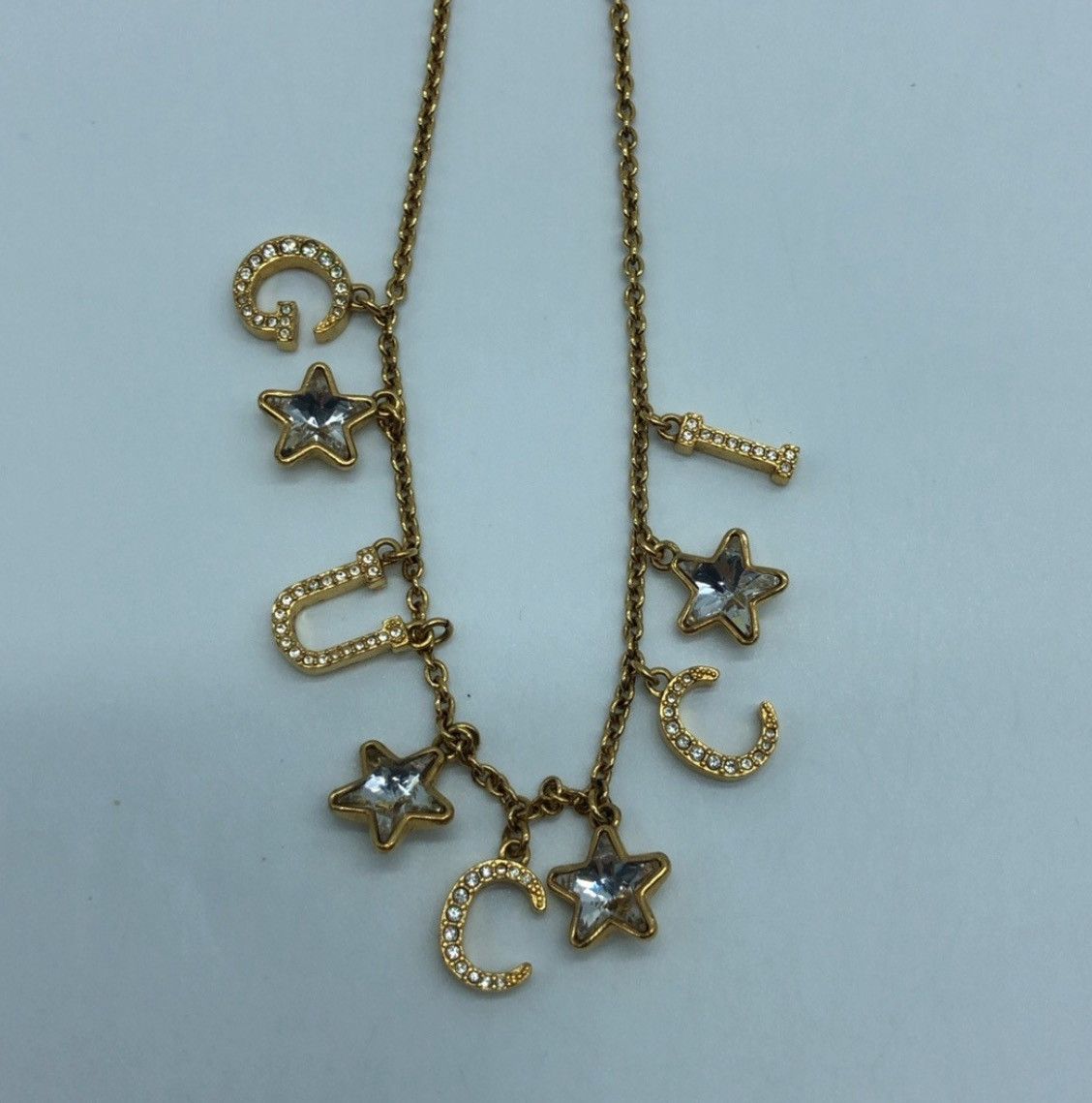 Gucci Gucci Script Star Detail Crystal Stone Necklace Metal Size ONE SIZE - 3 Thumbnail