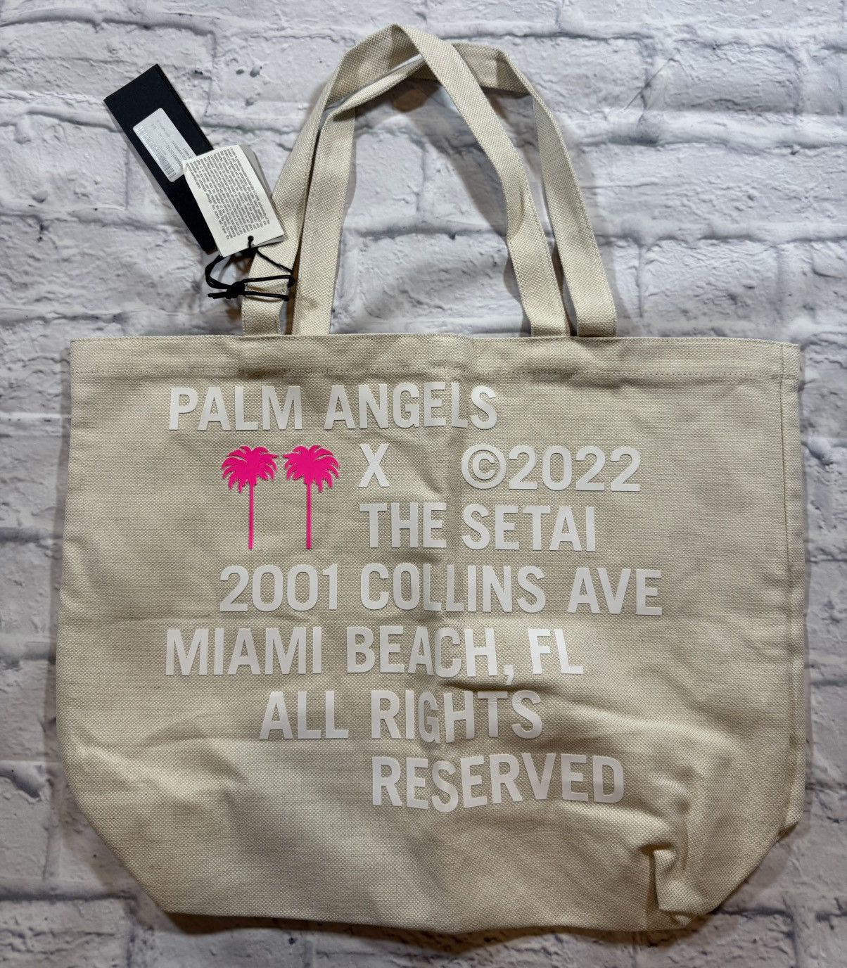 Palm Angels Palm Angels Miami Beach Cotton Canvas Shopper Bag Tote NWT Size ONE SIZE - 1 Thumbnail