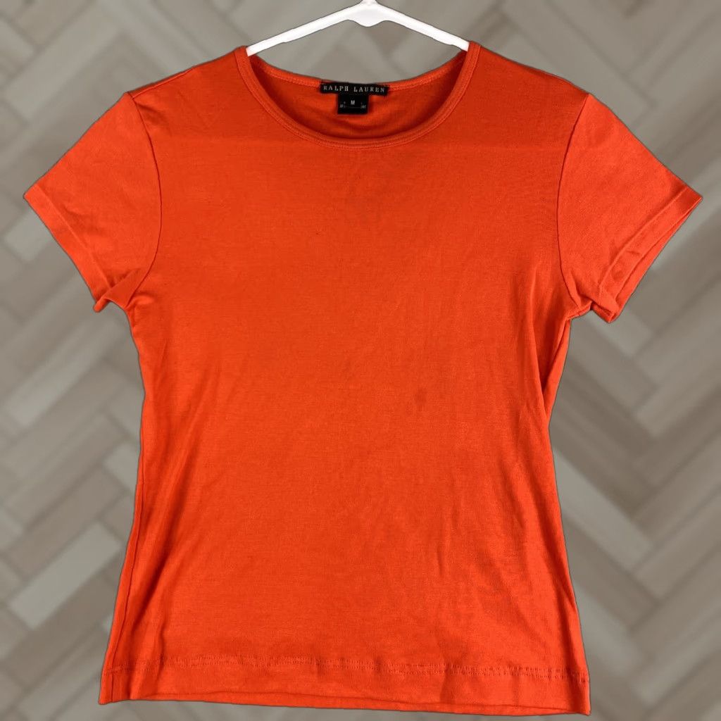 Ralph Lauren Lauren Ralph Lauren Women's Orange Medium Crew Neck T-Shirt 37-47 / 37-47 / Orange / M / Crew Neck / Short Sleeve / Solid / Regular / Teens / 37-47 Size M / US 6-8 / IT 42-44 - 1 Thumbnail