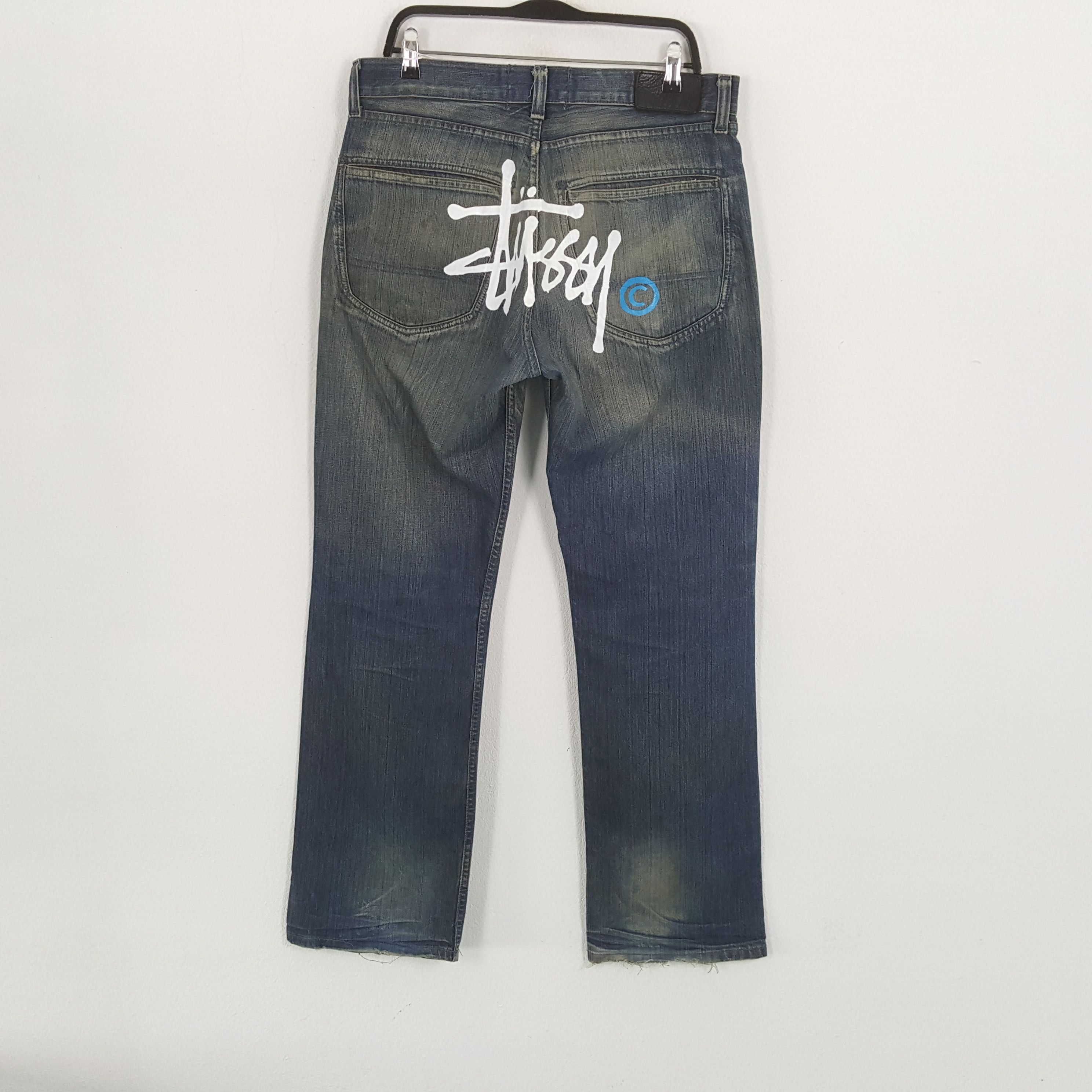Stussy × Vintage STUSSY Streetwear Skateboard Style Custom Art Jeans Size US 33 - 1 Thumbnail